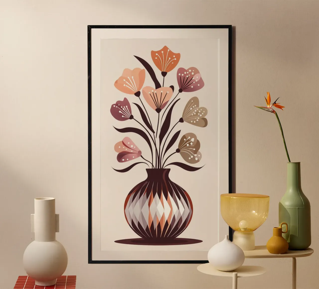 Armonia floreale bohémien: Vasi astratti moderni di metà secolo poster da Artistic-shop