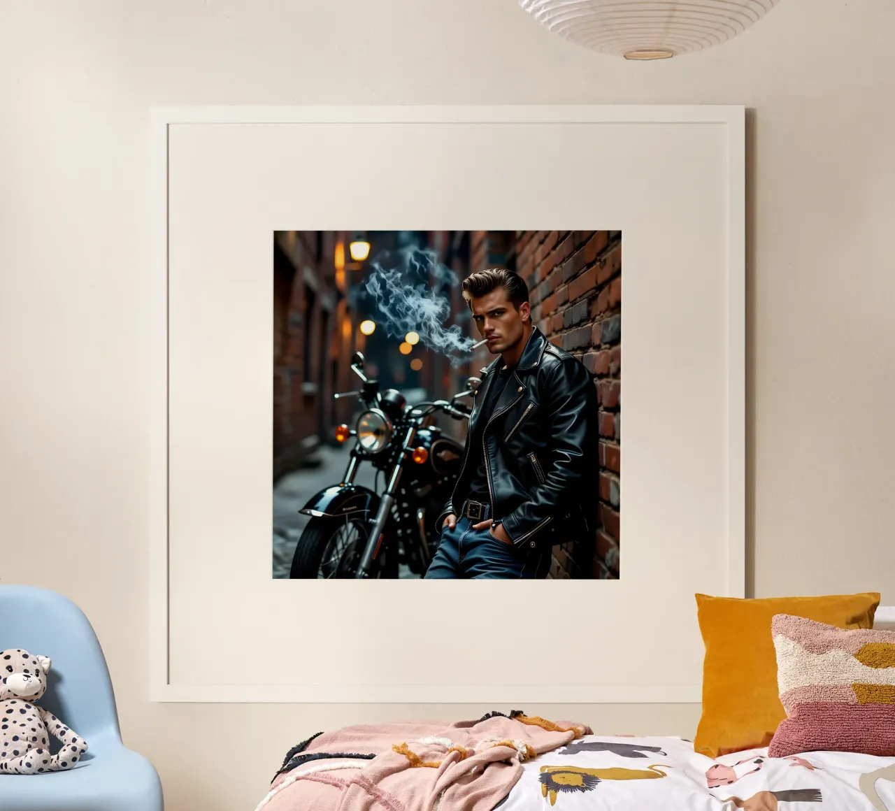 Greaser in posa cool alla James Dean poster con telaio in alluminio da Anita's Dream