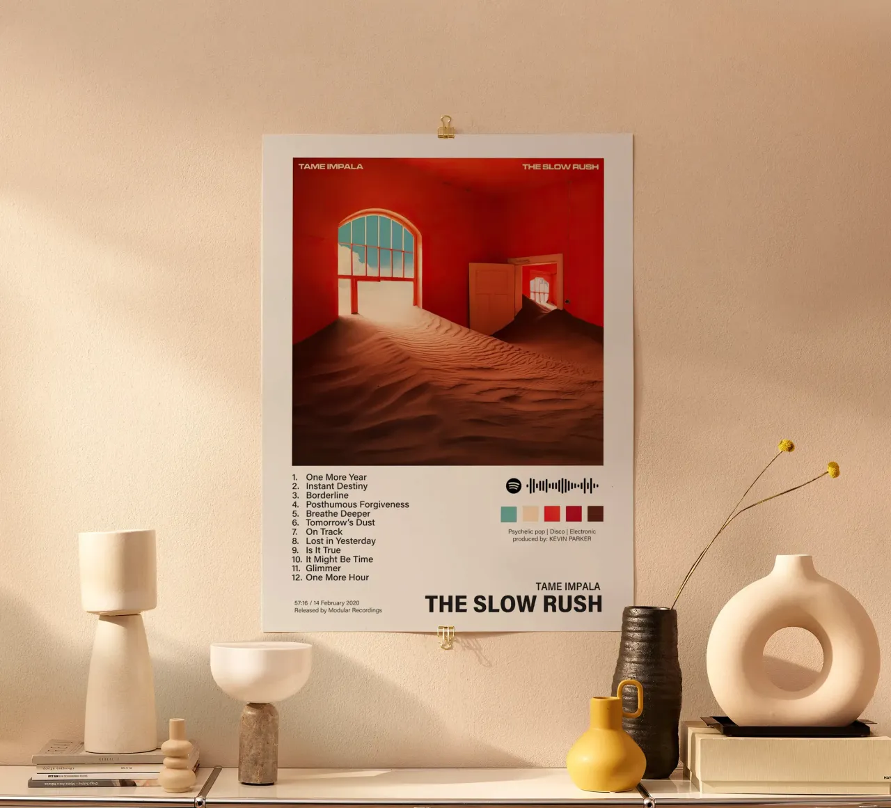 Tame Impala The Slow Rush poster con telaio in alluminio da Roronoa7