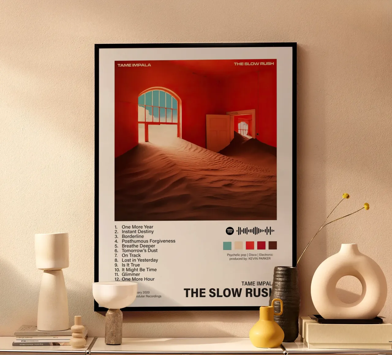 Tame Impala The Slow Rush poster con telaio in alluminio da Roronoa7
