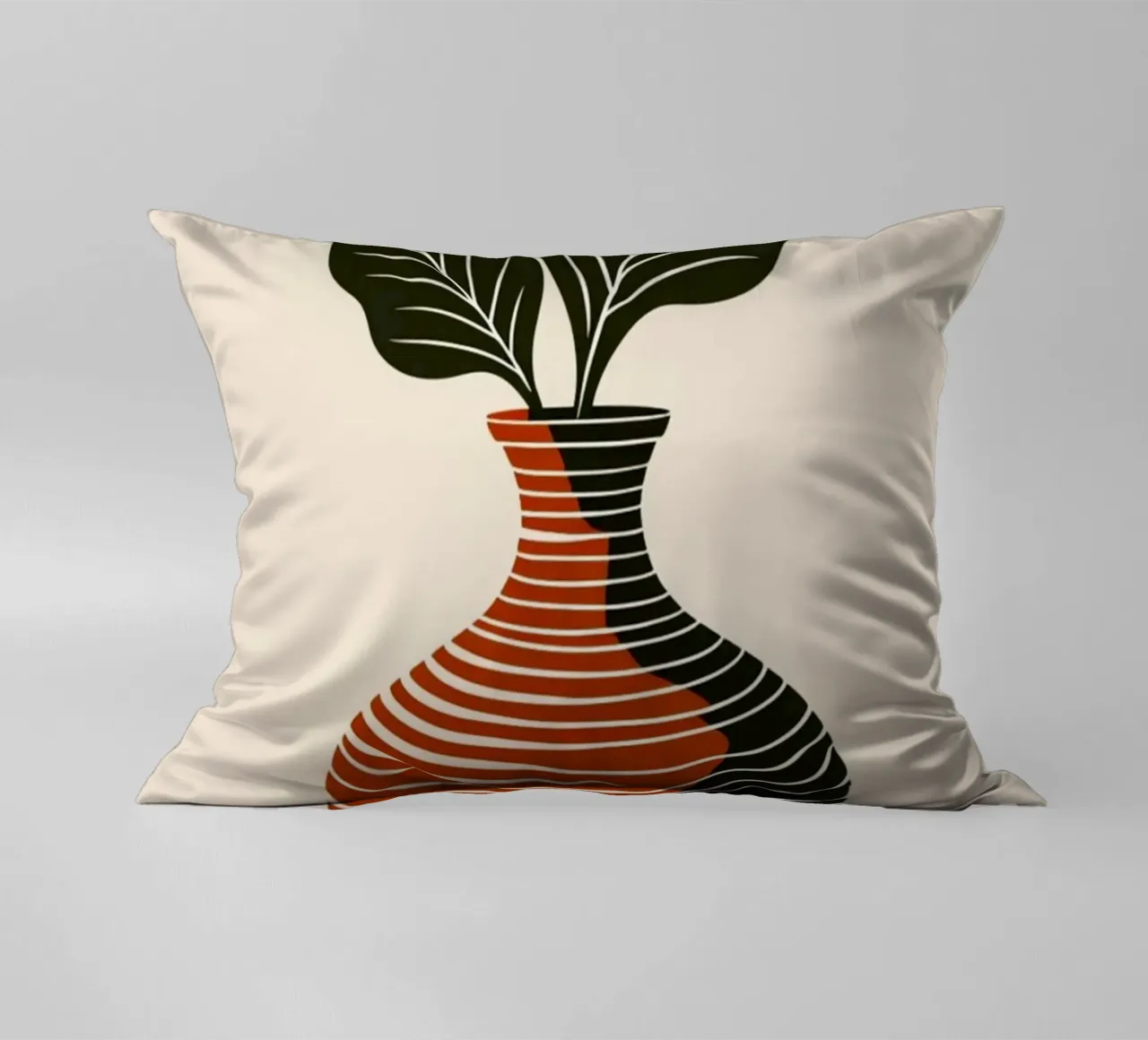 Linee ondulate minimaliste in terracotta e nero - V astratto moderno cuscino da Artistic-shop