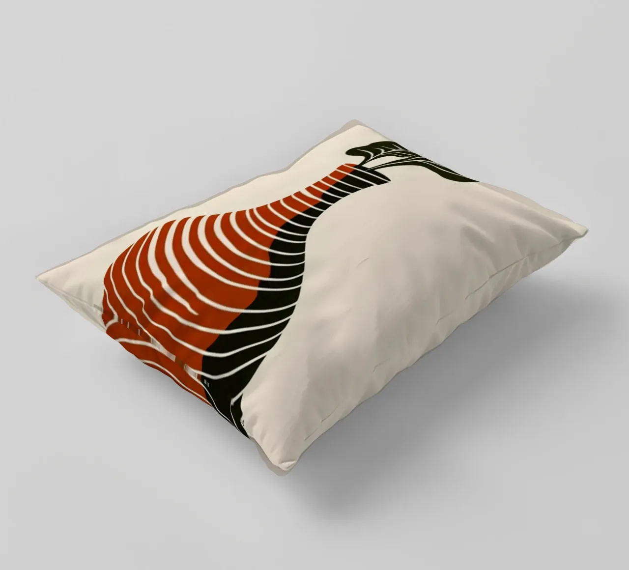 Linee ondulate minimaliste in terracotta e nero - V astratto moderno cuscino da Artistic-shop