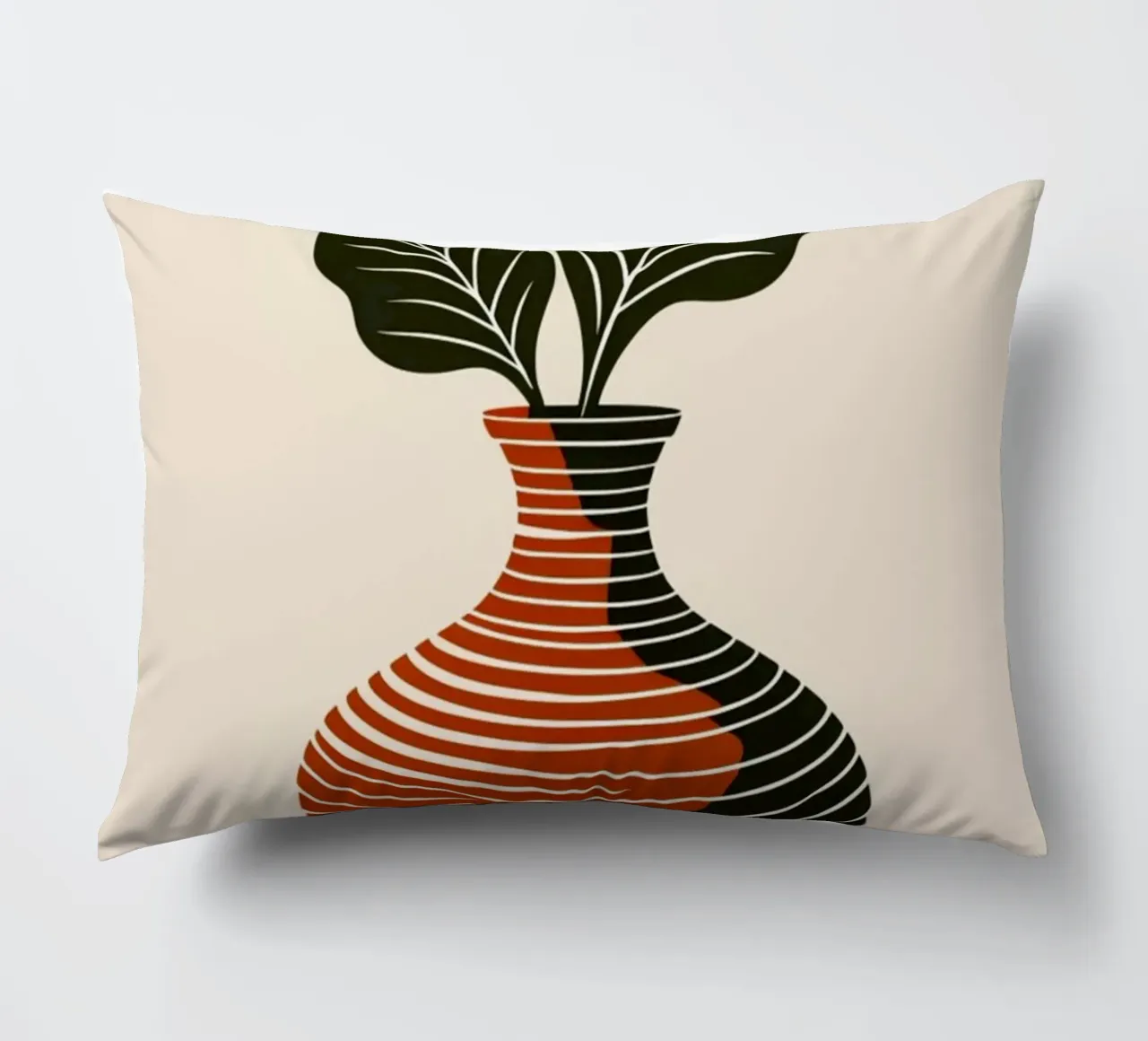 Linee ondulate minimaliste in terracotta e nero - V astratto moderno cuscino da Artistic-shop