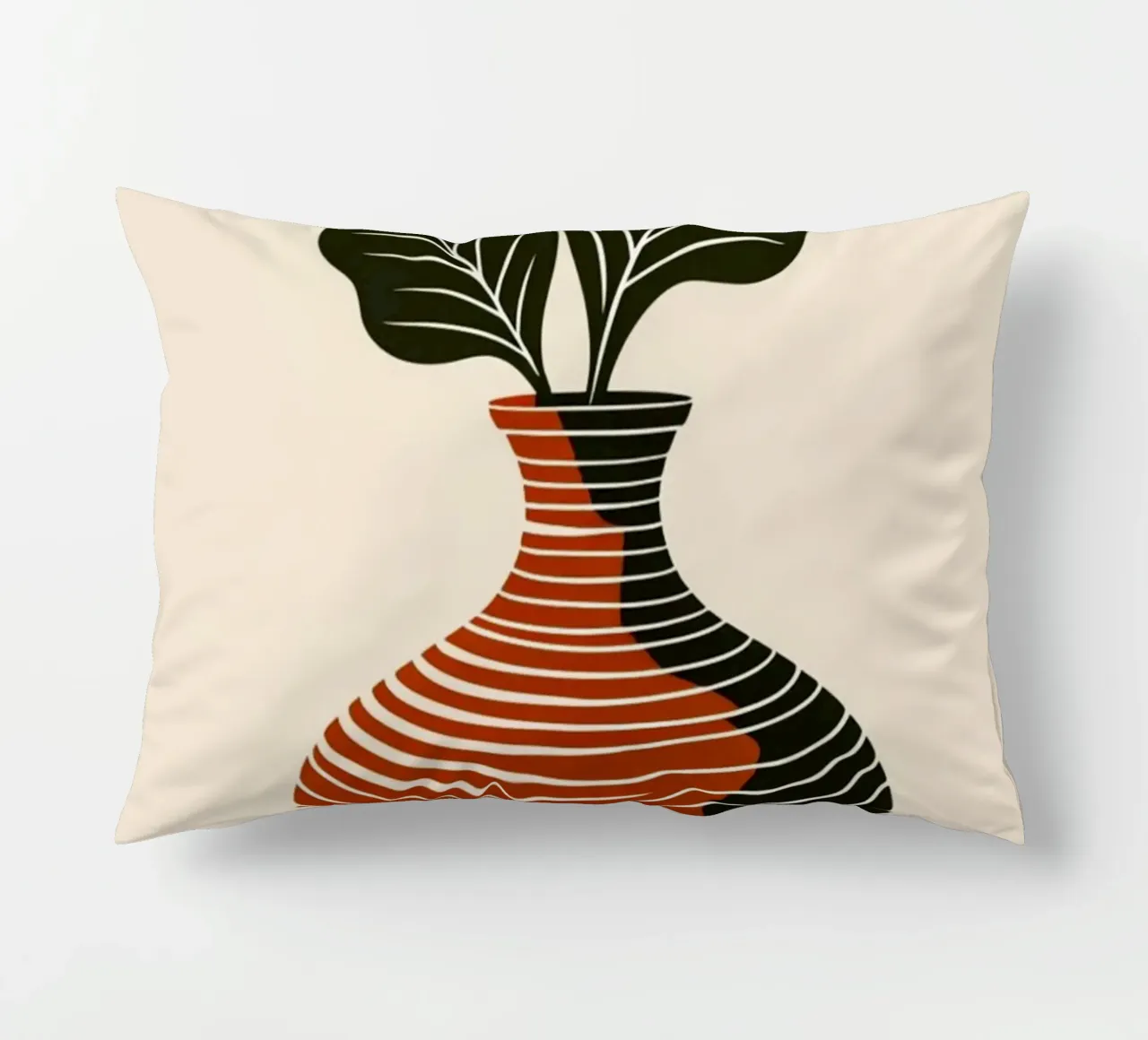 Linee ondulate minimaliste in terracotta e nero - V astratto moderno cuscino da Artistic-shop