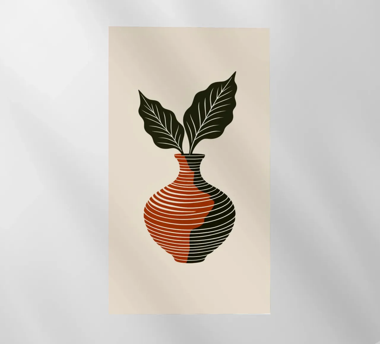 Linee ondulate minimaliste in terracotta e nero - V astratto moderno pellicola backlit da Artistic-shop
