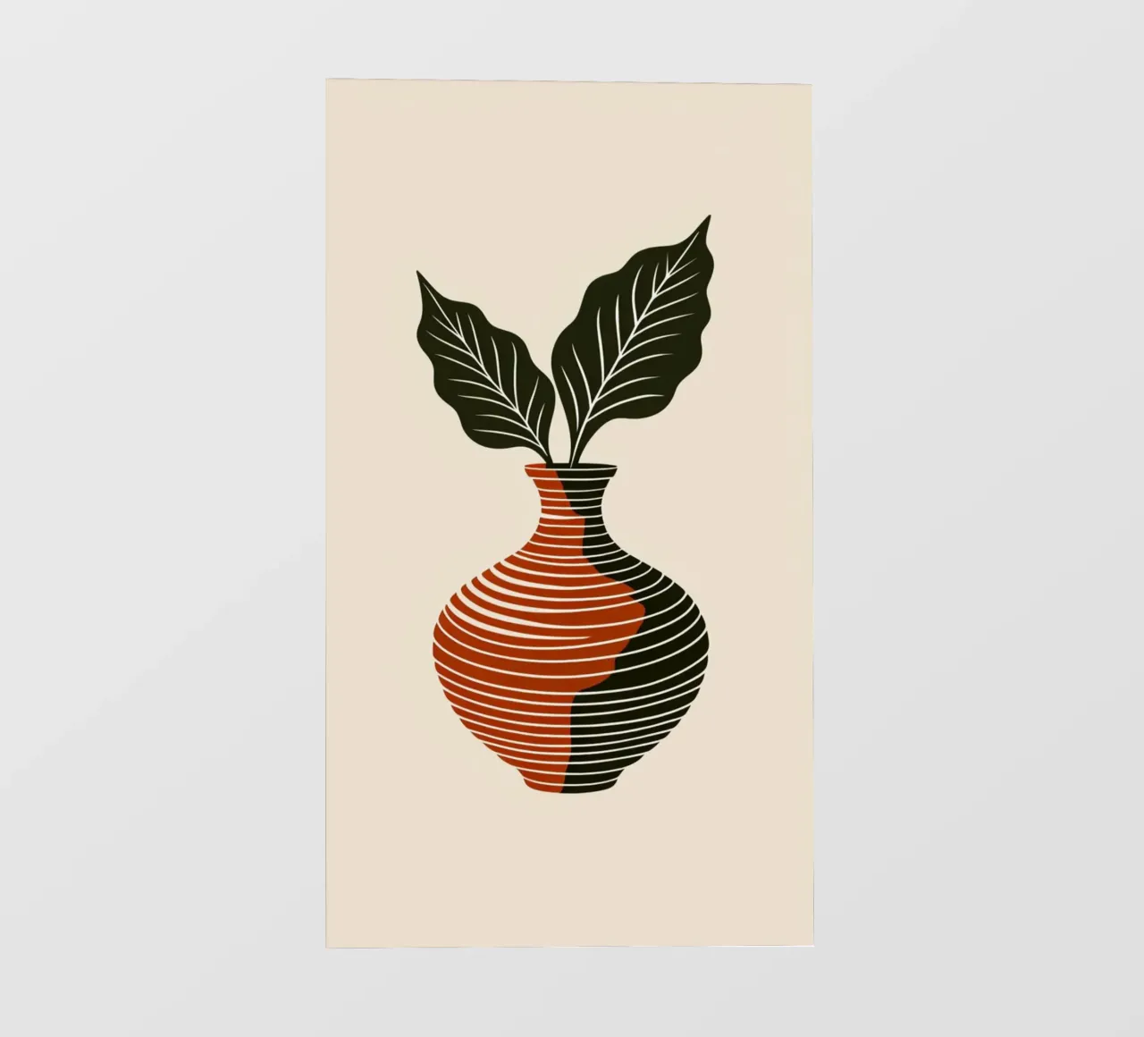 Linee ondulate minimaliste in terracotta e nero - V astratto moderno pellicola backlit da Artistic-shop