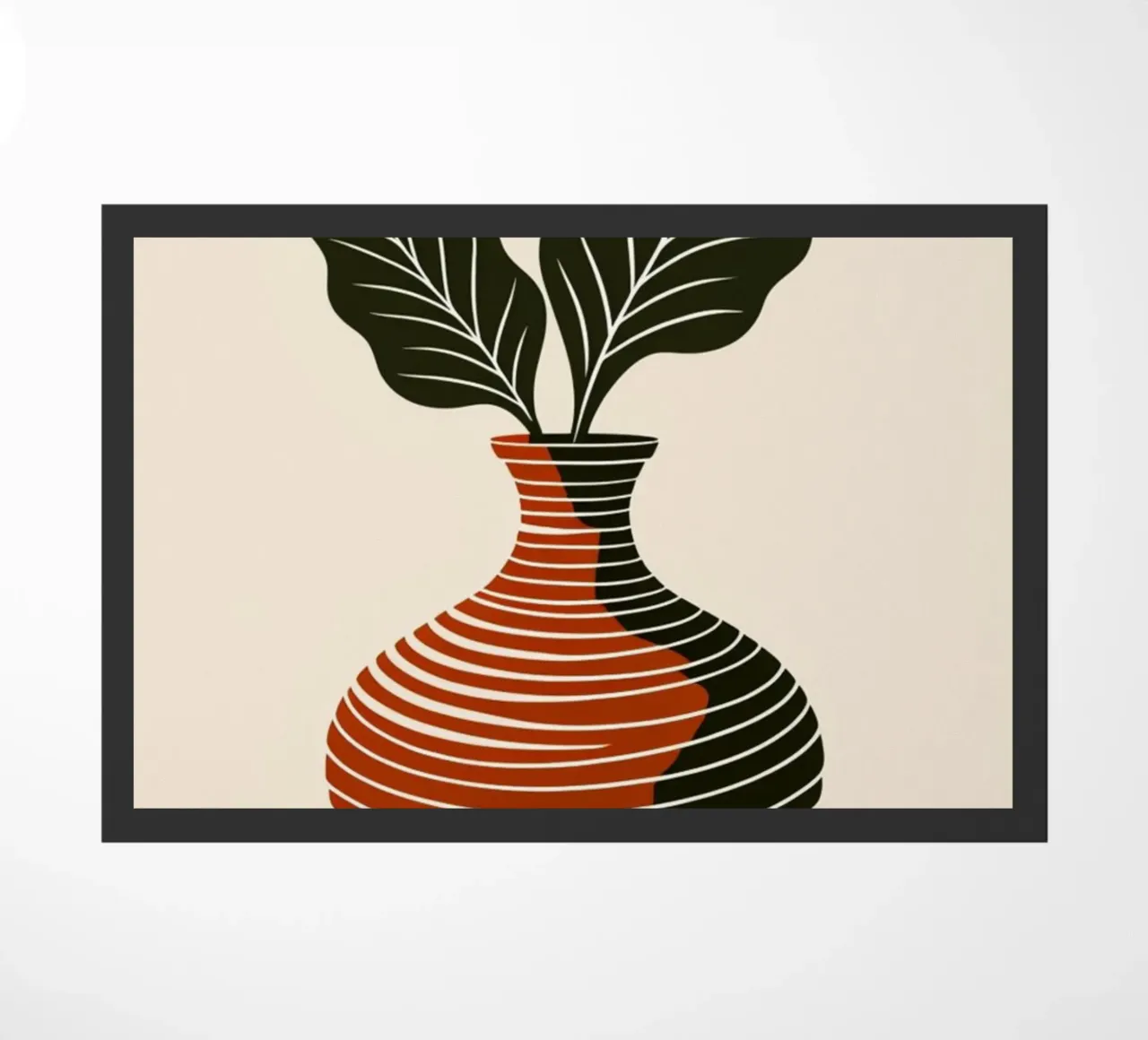 Linee ondulate minimaliste in terracotta e nero - V astratto moderno zerbino da Artistic-shop