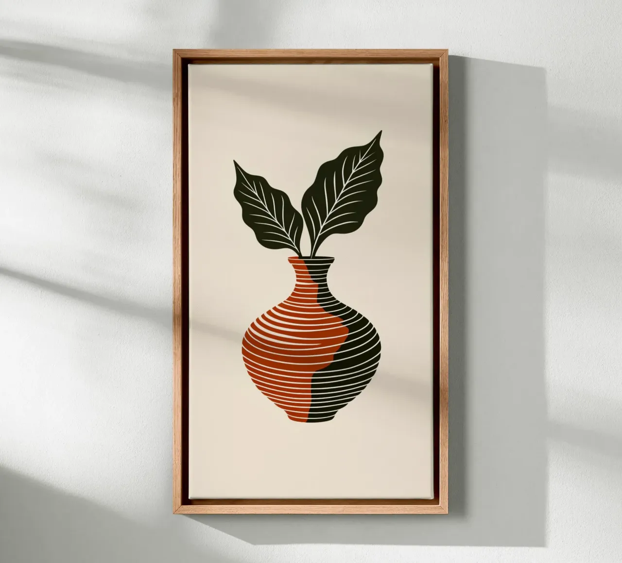 Linee ondulate minimaliste in terracotta e nero - V astratto moderno tela con Cornice a cassetta da Artistic-shop