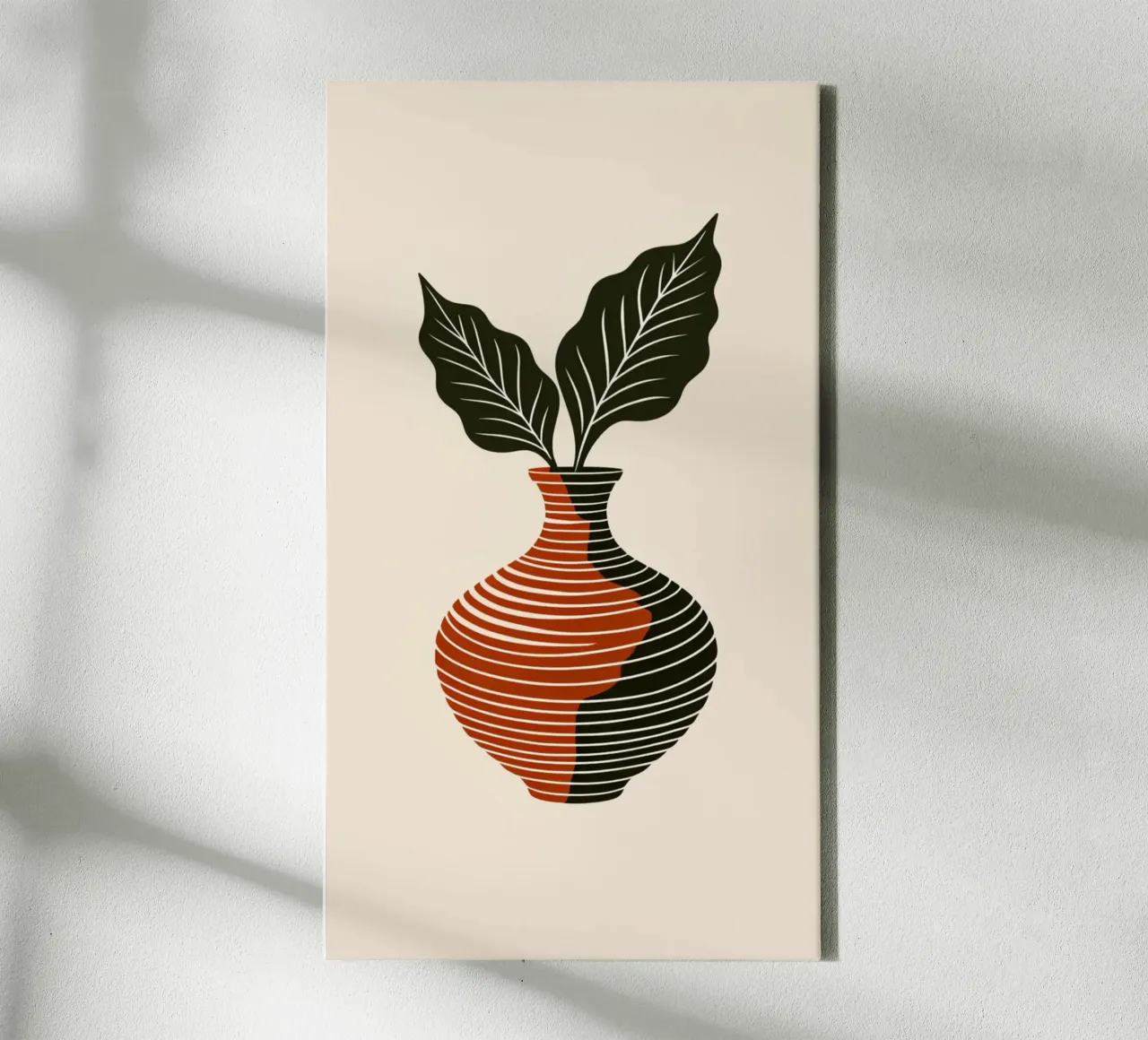Linee ondulate minimaliste in terracotta e nero - V astratto moderno tela con Cornice a cassetta da Artistic-shop
