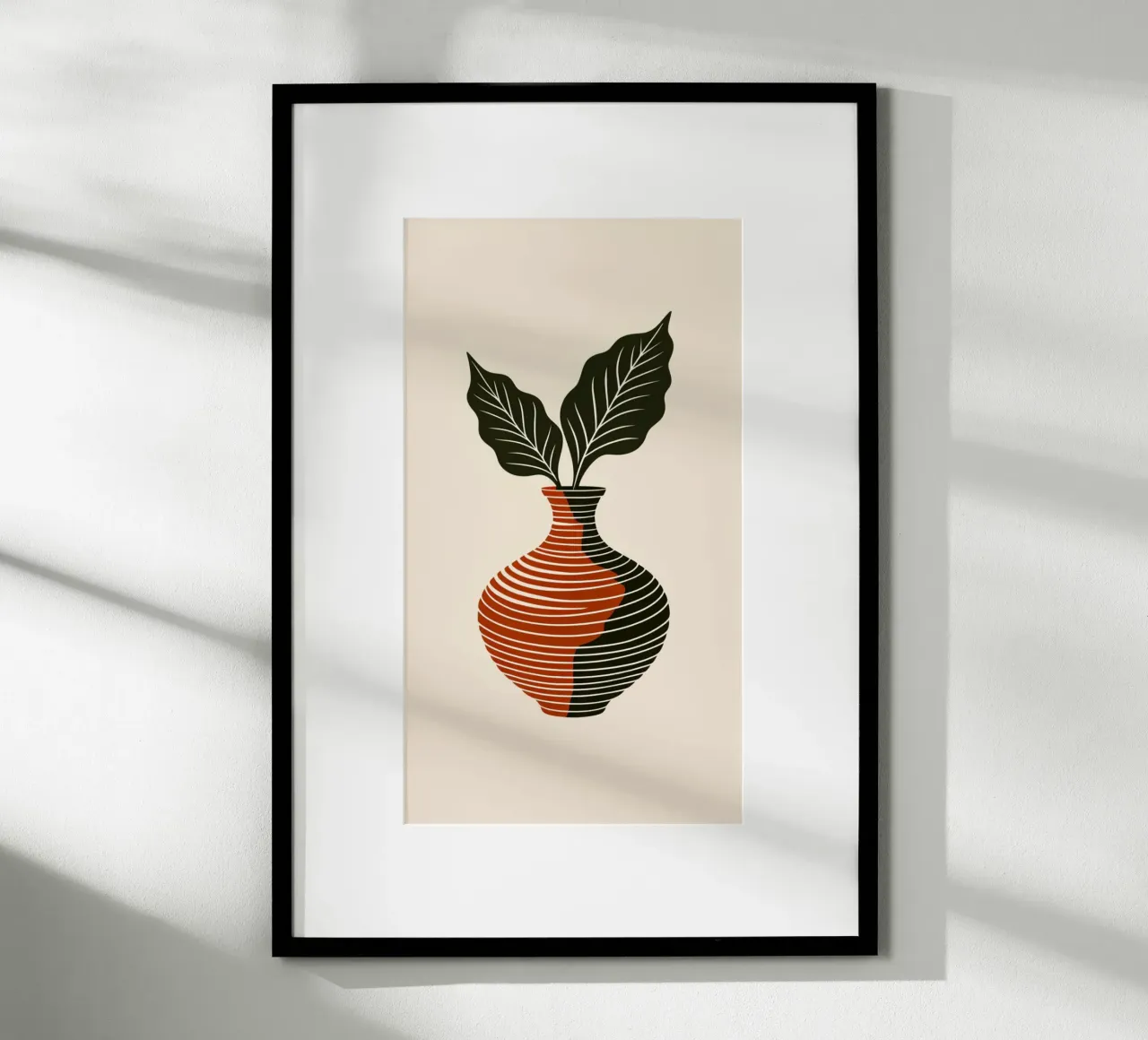 Linee ondulate minimaliste in terracotta e nero - V astratto moderno poster da Artistic-shop