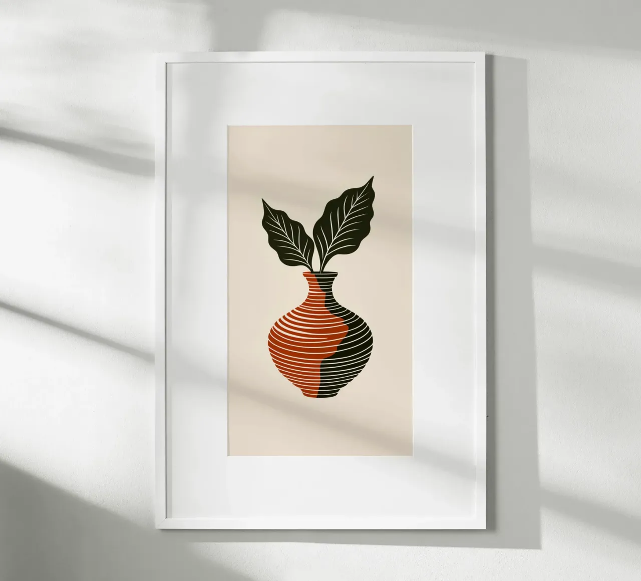 Linee ondulate minimaliste in terracotta e nero - V astratto moderno poster da Artistic-shop