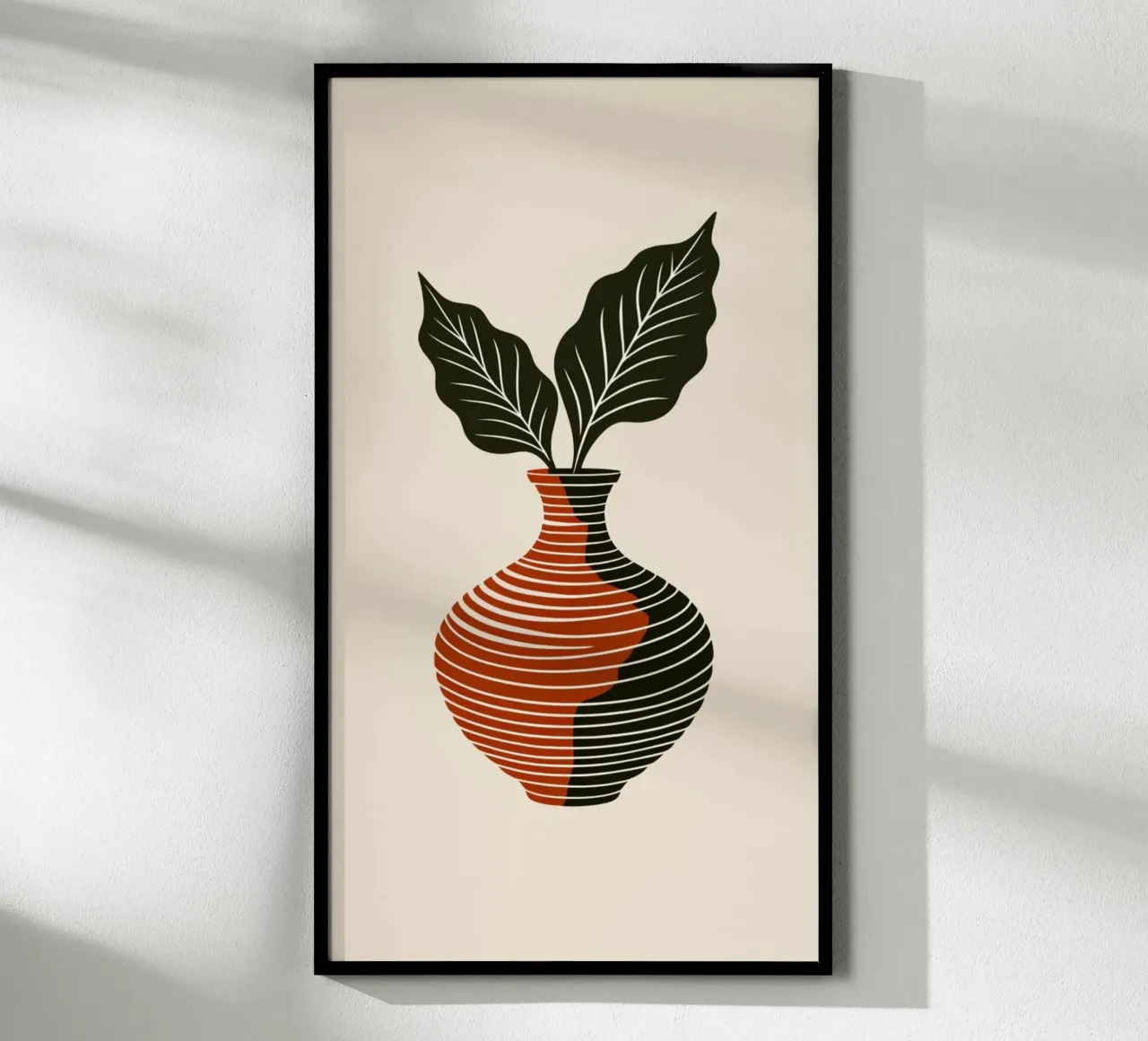 Linee ondulate minimaliste in terracotta e nero - V astratto moderno poster da Artistic-shop