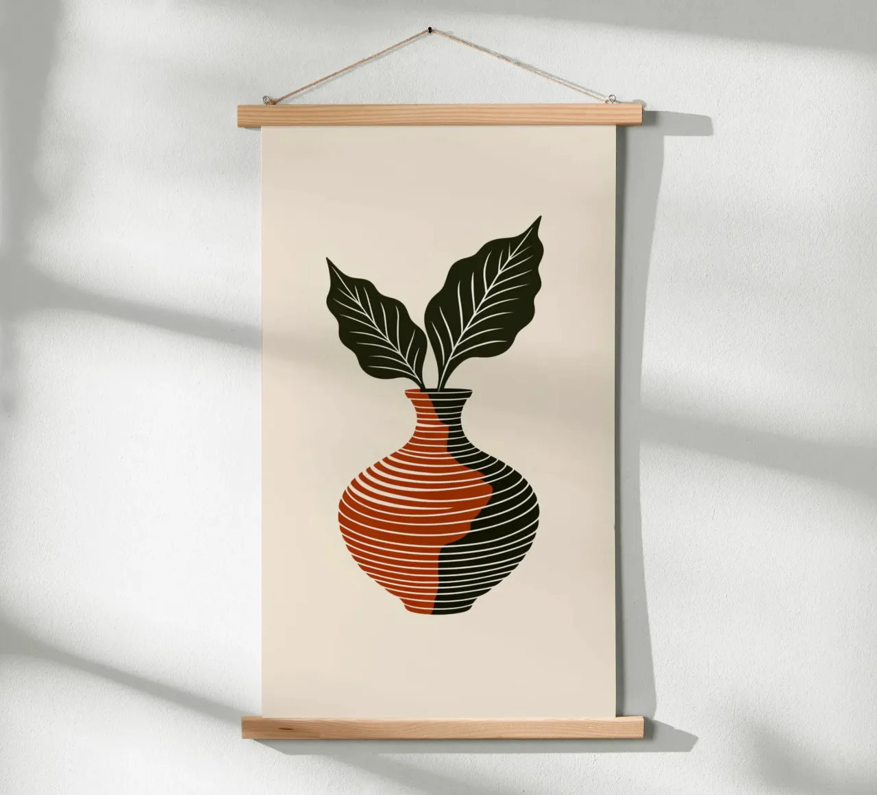 Linee ondulate minimaliste in terracotta e nero - V astratto moderno poster da Artistic-shop