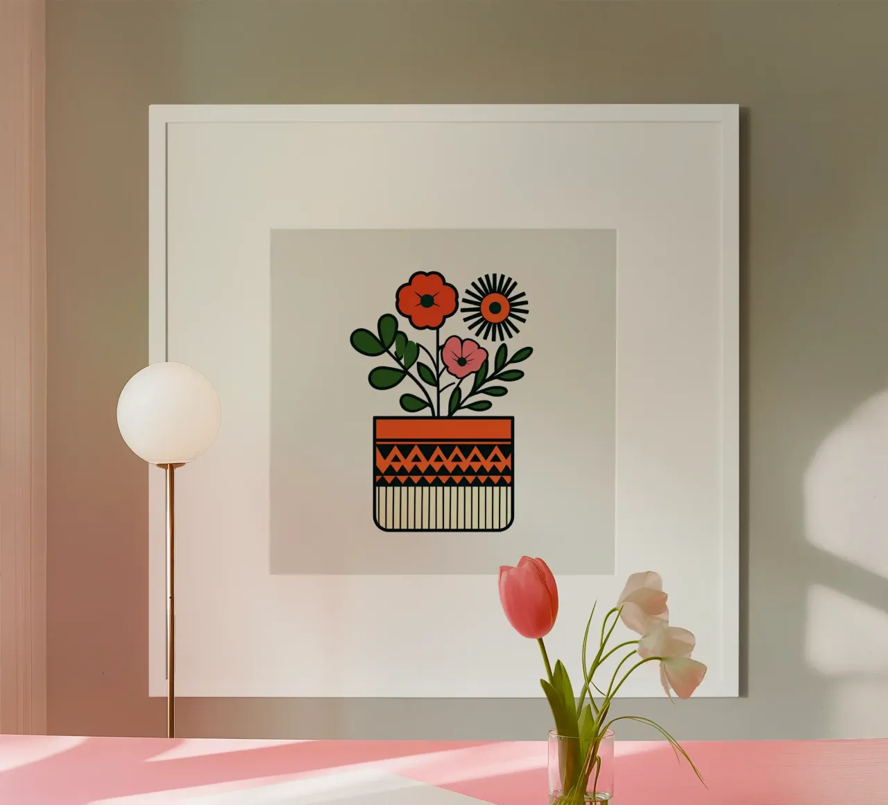 Vaso floreale moderno di metà secolo con fol astratto scandinavo poster da Artistic-shop