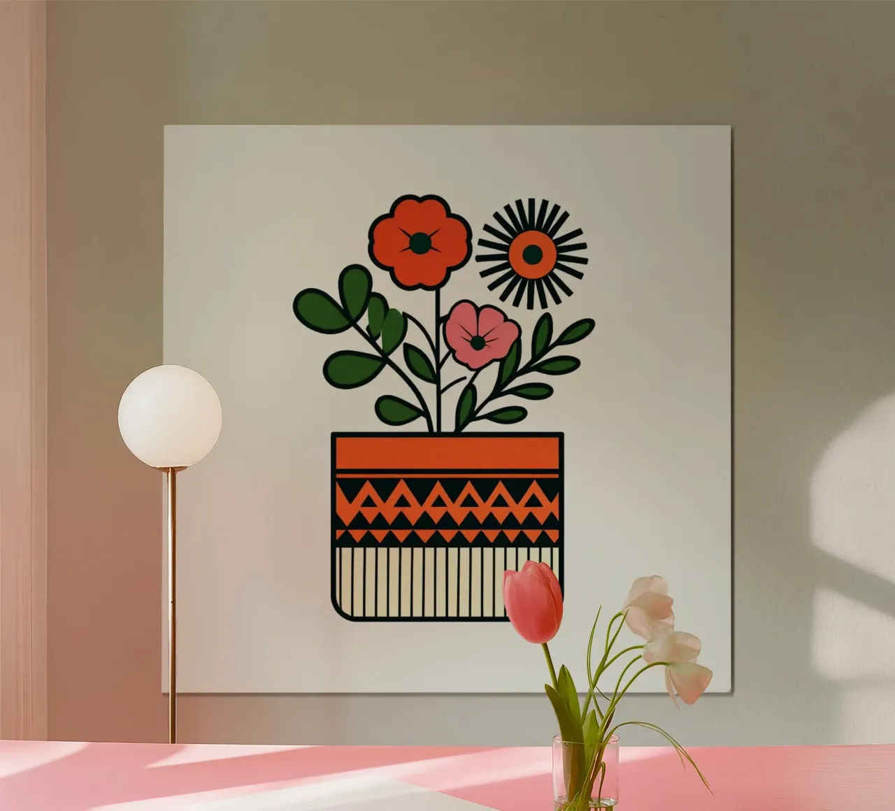Vaso floreale moderno di metà secolo con fol astratto scandinavo poster da Artistic-shop