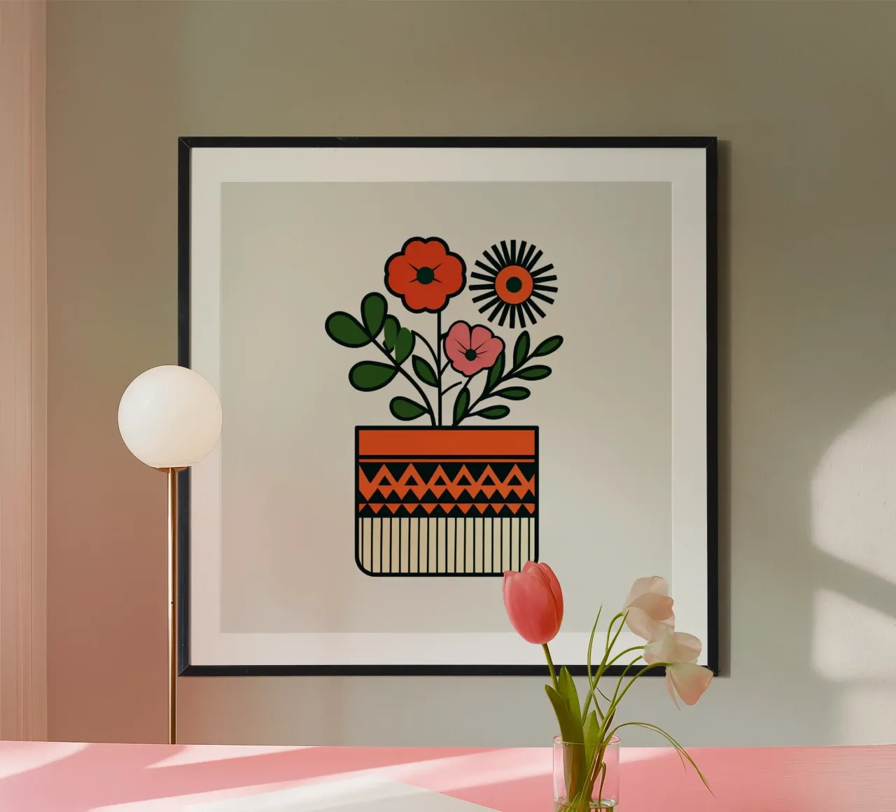 Vaso floreale moderno di metà secolo con fol astratto scandinavo poster da Artistic-shop