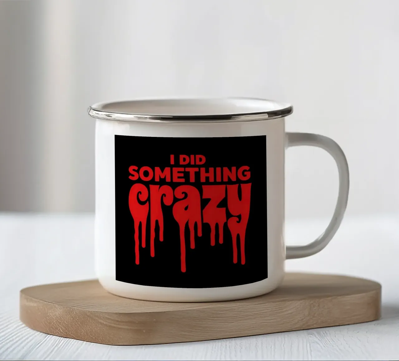 Ho fatto una pazzia - Font design spettrale con sangue gocciolante tazza in smalto da Artistic-shop