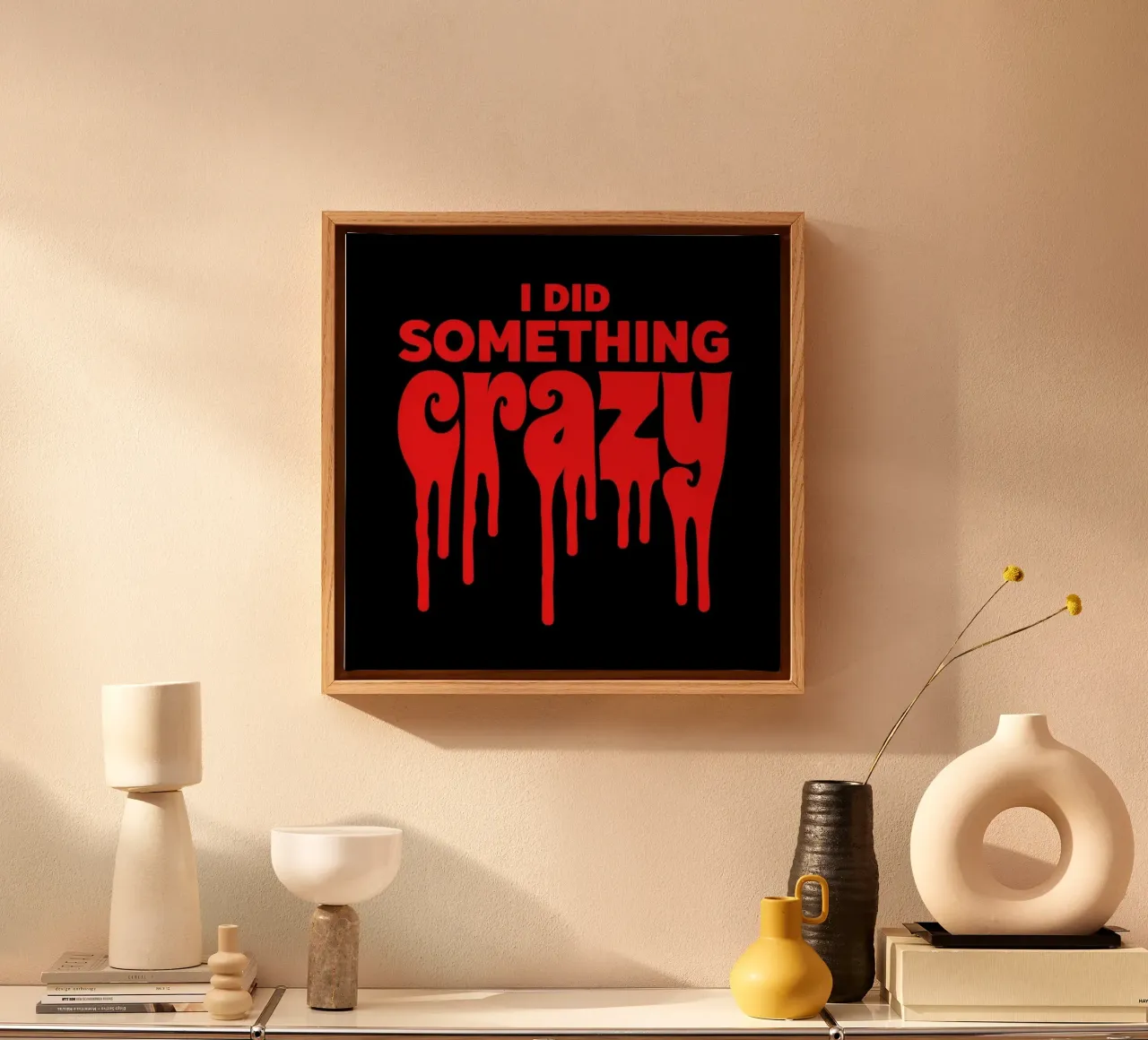 Ik deed iets geks - Spookachtig druppelend bloed lettertype ontwerp canvas met Baklijst van Artistic-shop