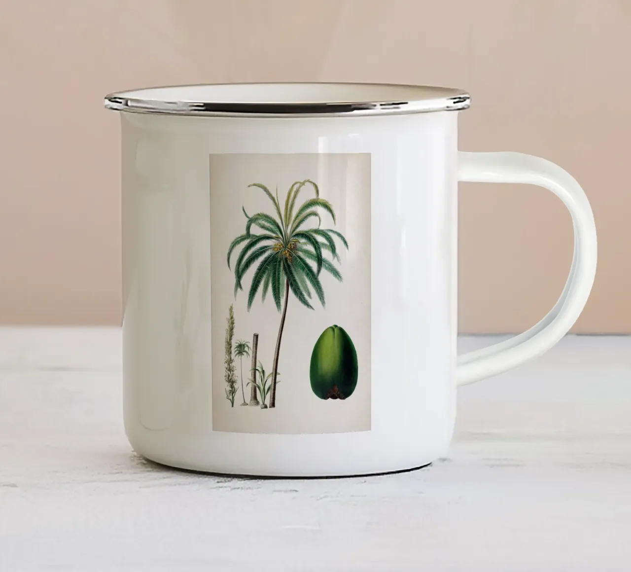 Vintage Denisse 5 Cocos Mucifera tazza in smalto da Vintage Print Collection