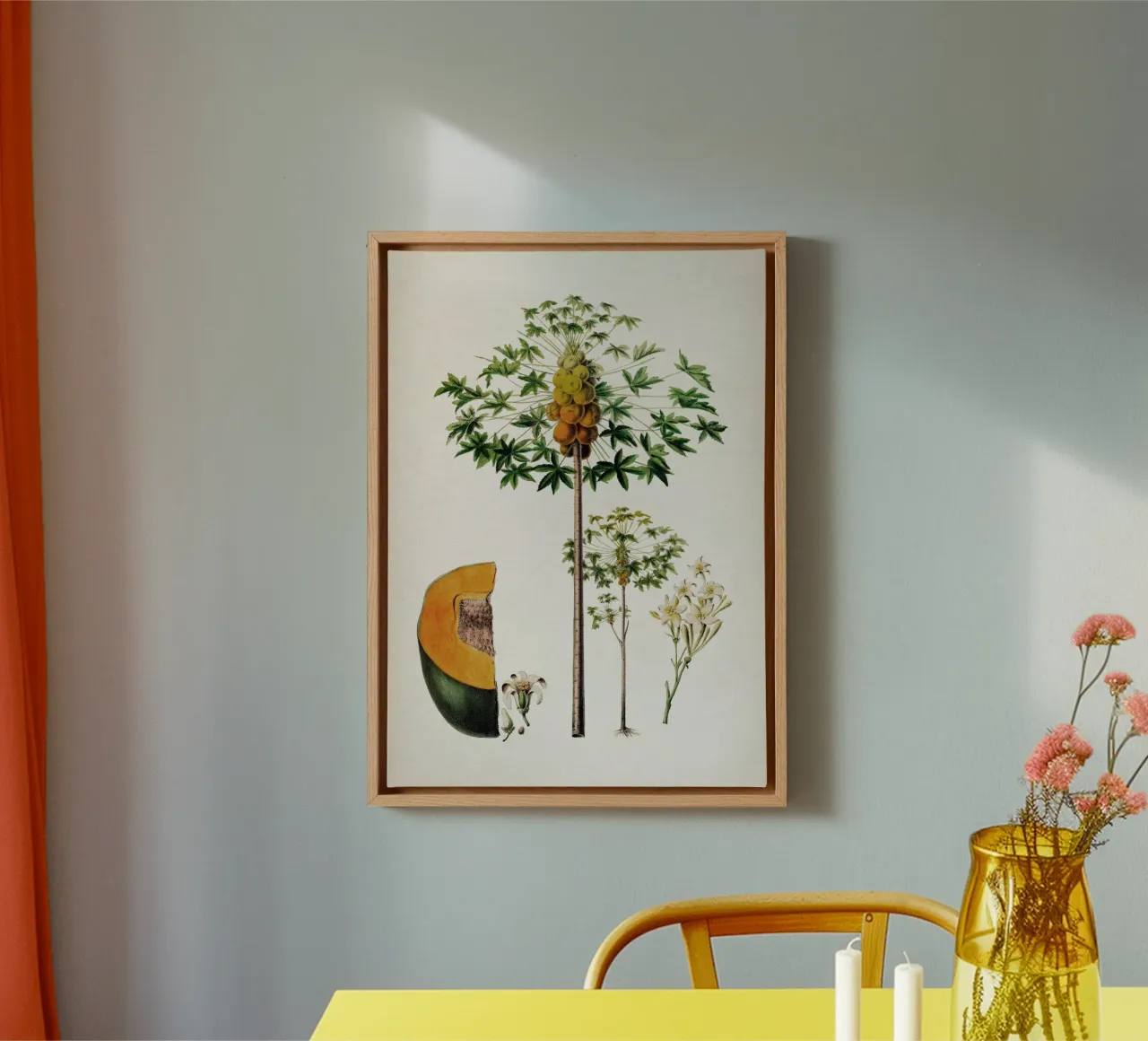 Vintage Denisse 5 Papaya Sativa canvas met Baklijst van Vintage Print Collection