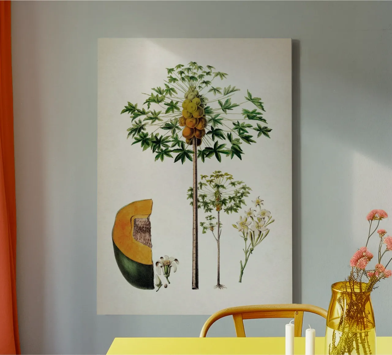 Vintage Denisse 5 Papaya Sativa canvas met Baklijst van Vintage Print Collection