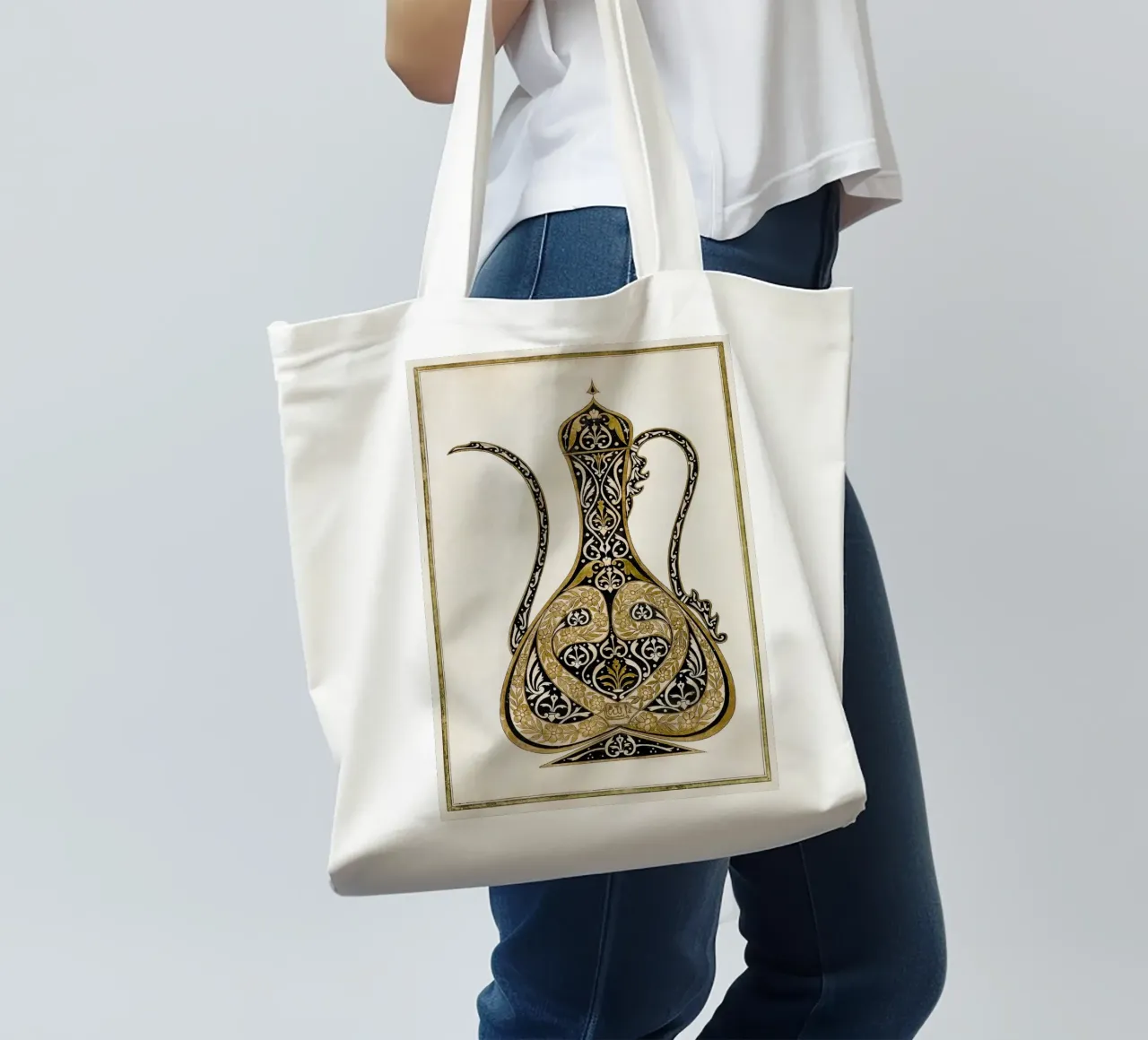Calligraphic Design of a Ewer borsa in juta da vintageshop