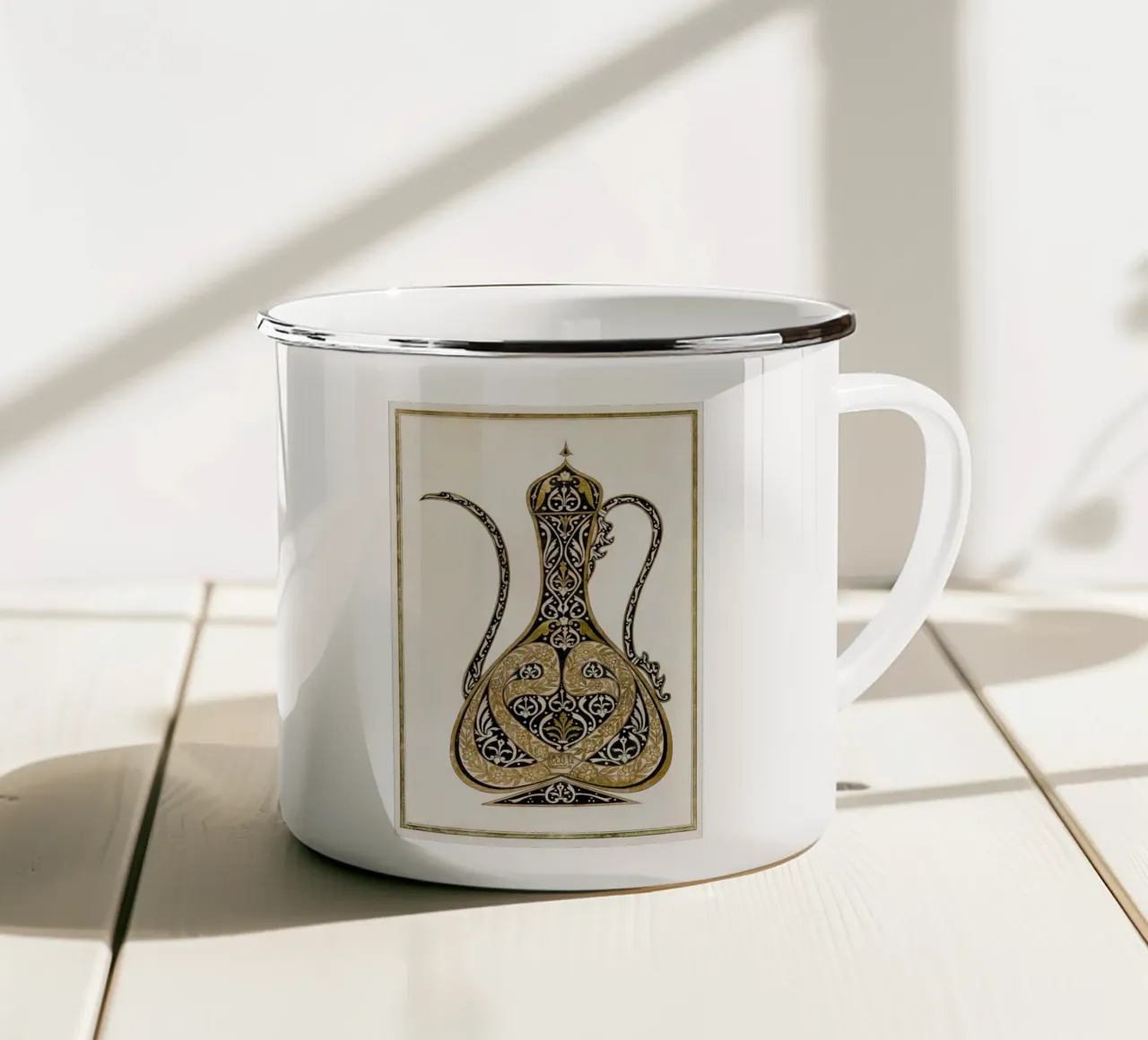 Calligraphic Design of a Ewer tazza in smalto da vintageshop