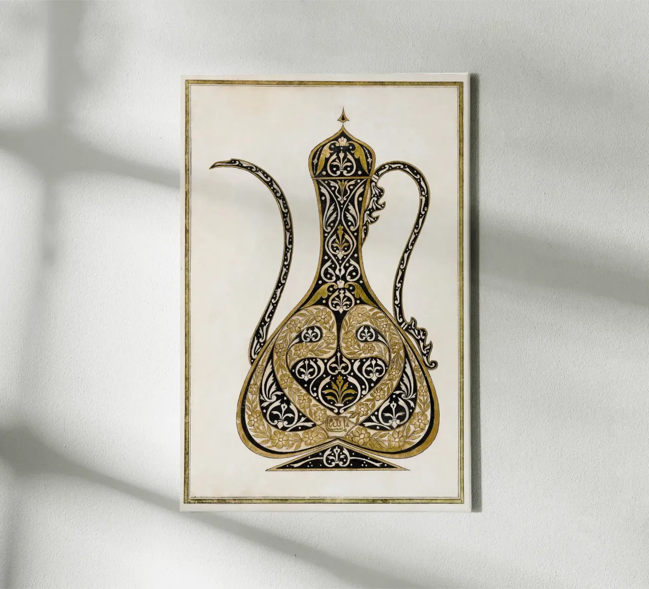 Calligraphic Design of a Ewer canvas with Floater frame by vintageshop