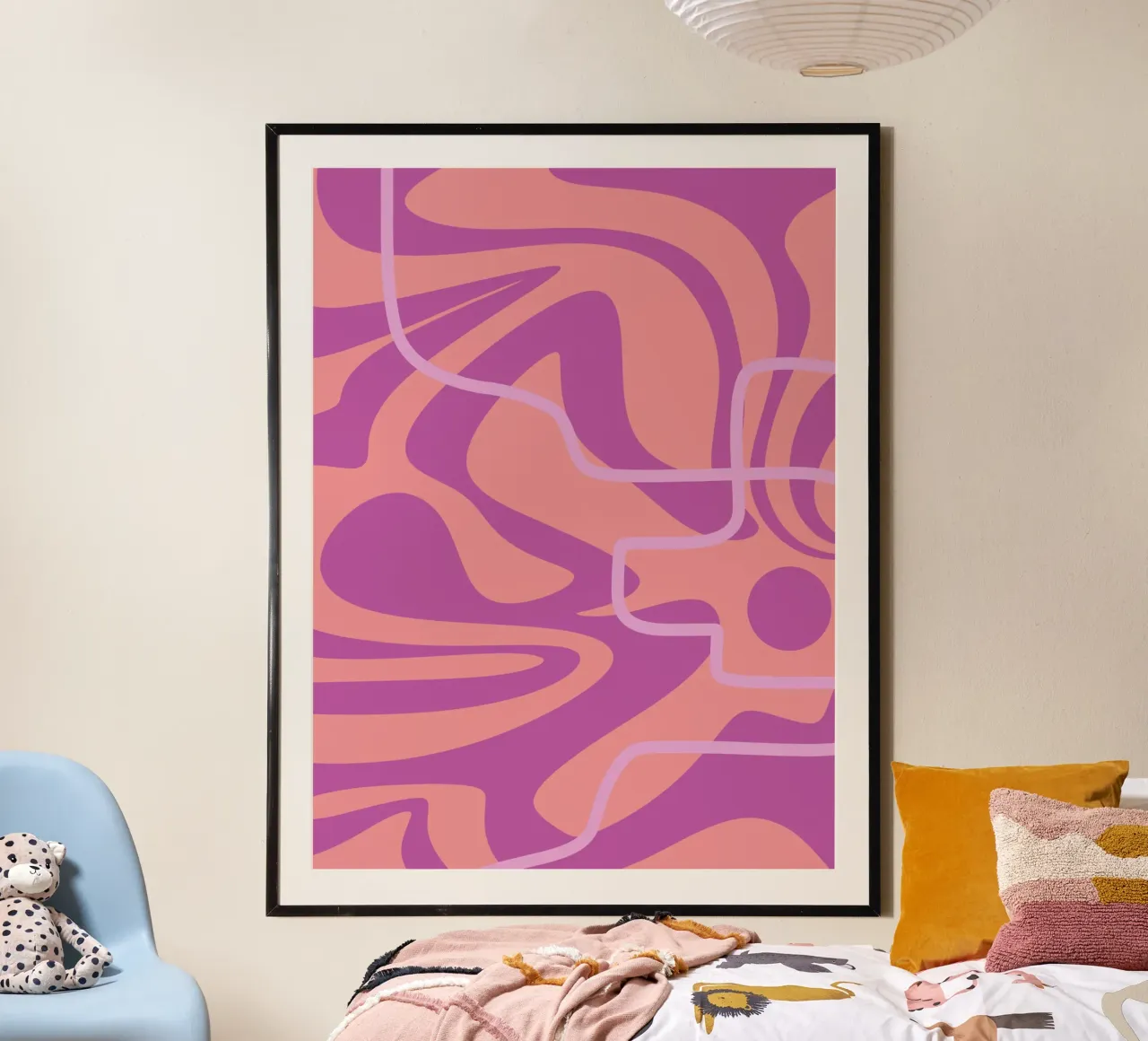 Linee del modello d'onda poster con telaio in alluminio da MODERN NUANCE