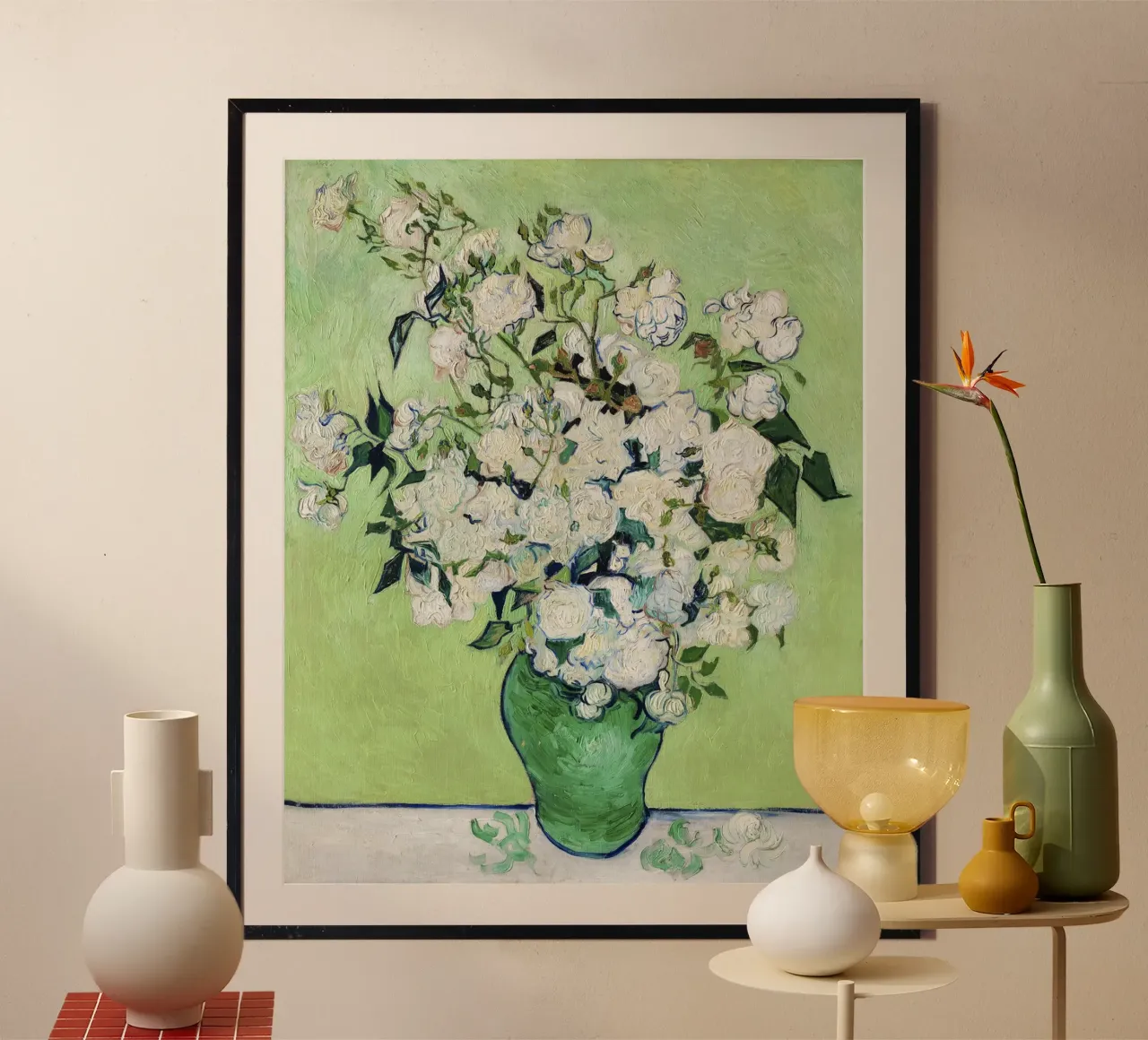Vincent van Gogh - Rose (1890) poster con telaio in plastica da Venus Art