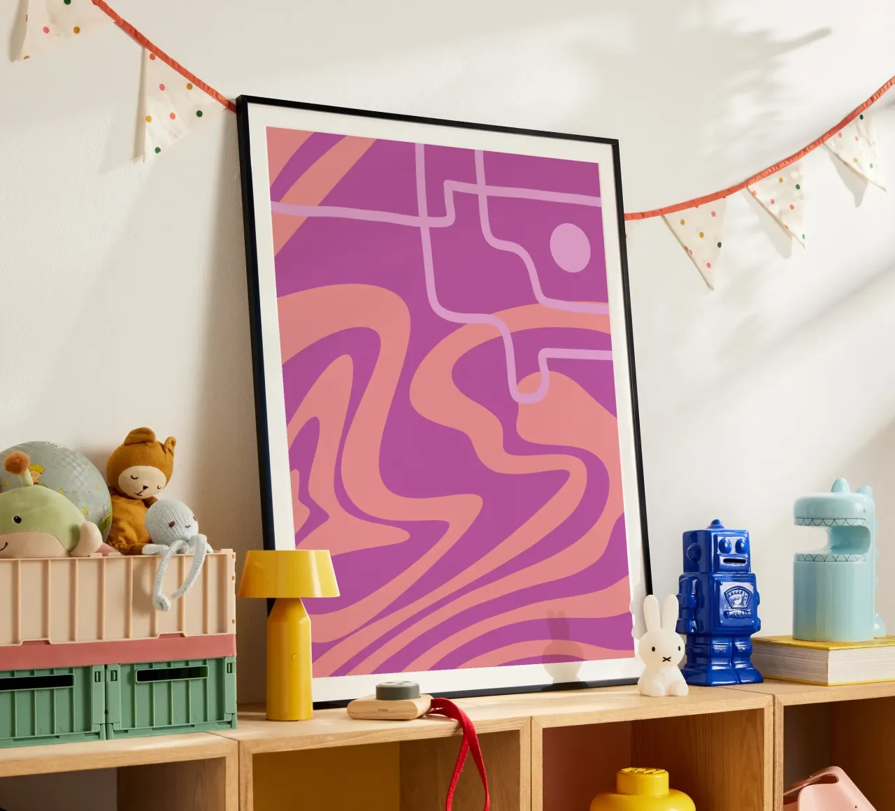 Linea d'onda ripida poster con telaio in alluminio da MODERN NUANCE