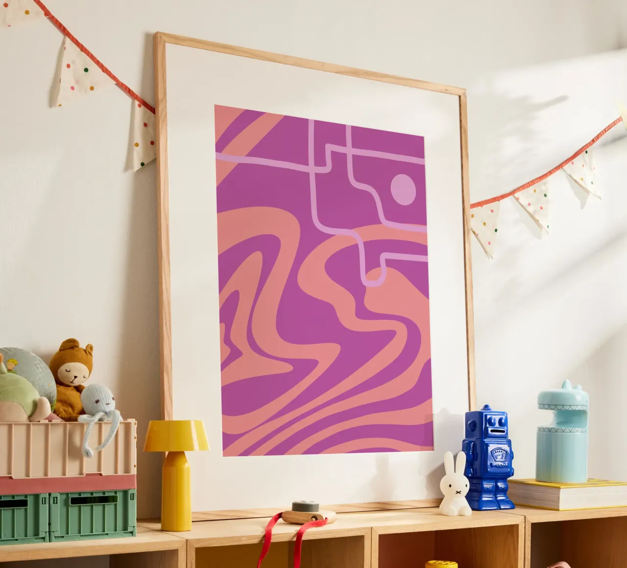 Linea d'onda ripida poster con telaio in alluminio da MODERN NUANCE