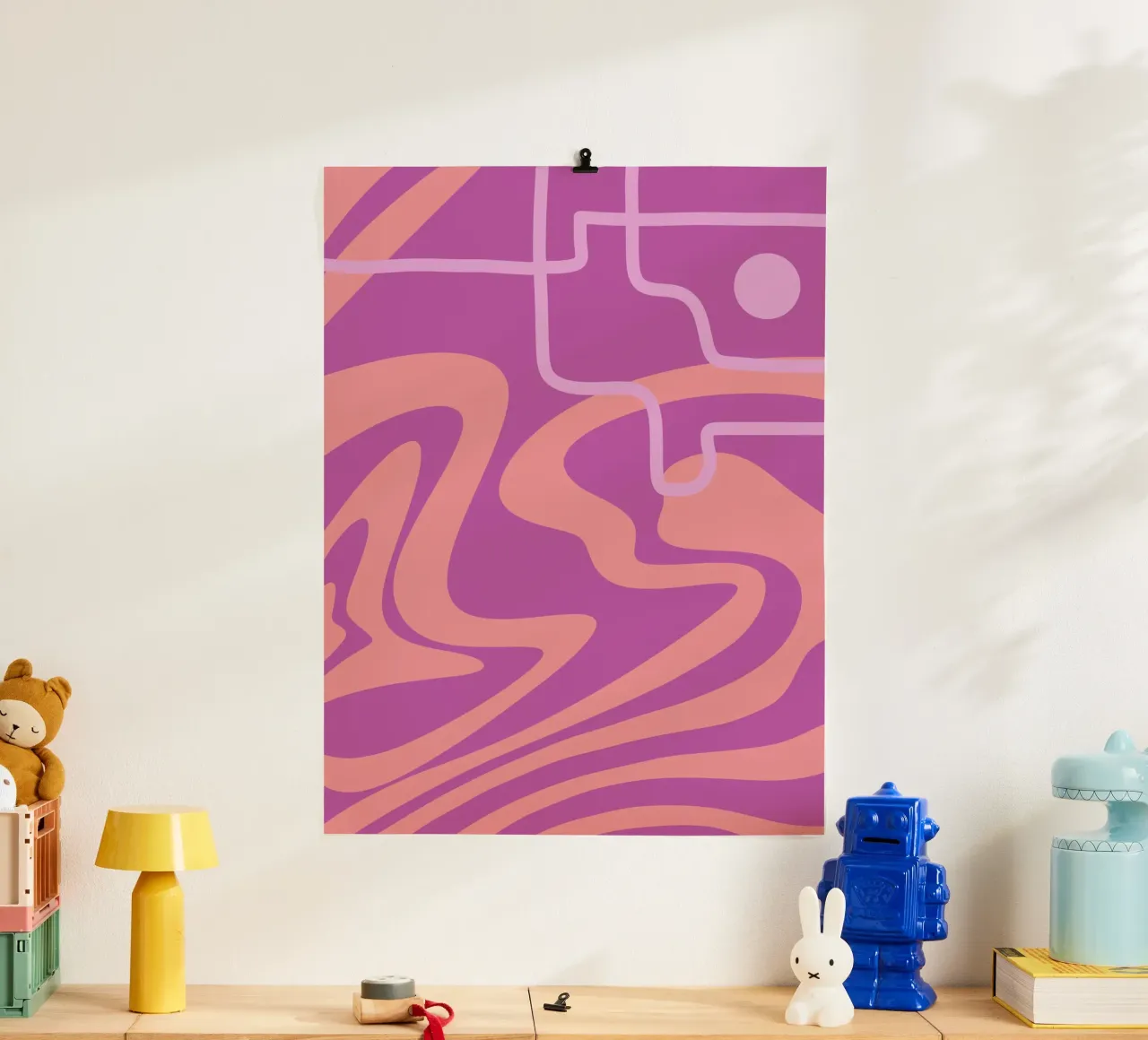 Linea d'onda ripida poster con telaio in alluminio da MODERN NUANCE