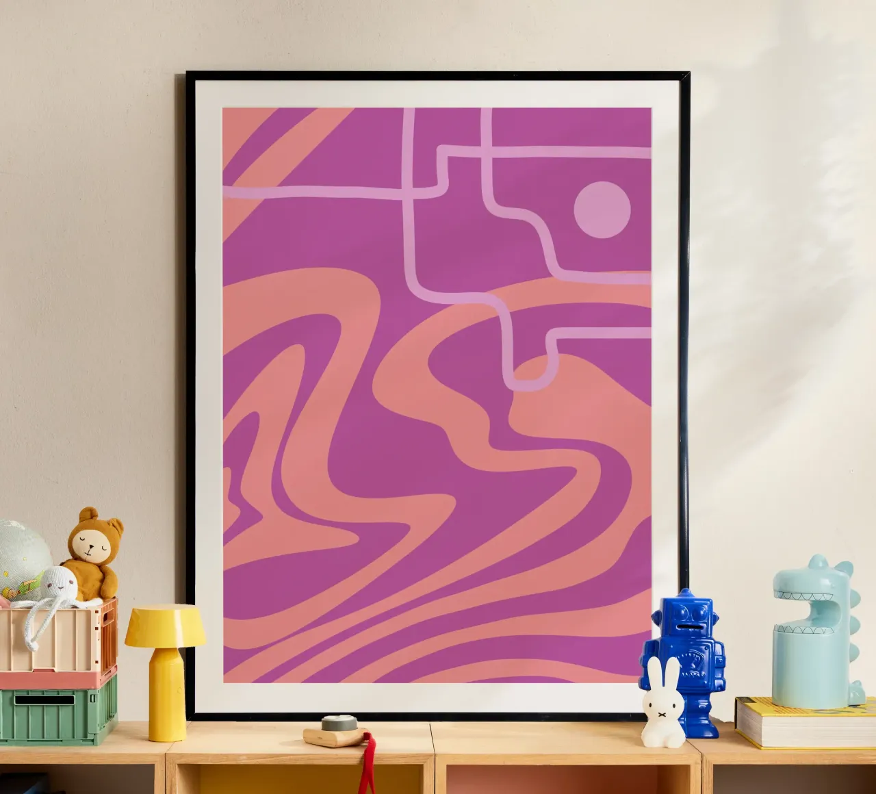 Linea d'onda ripida poster con telaio in alluminio da MODERN NUANCE