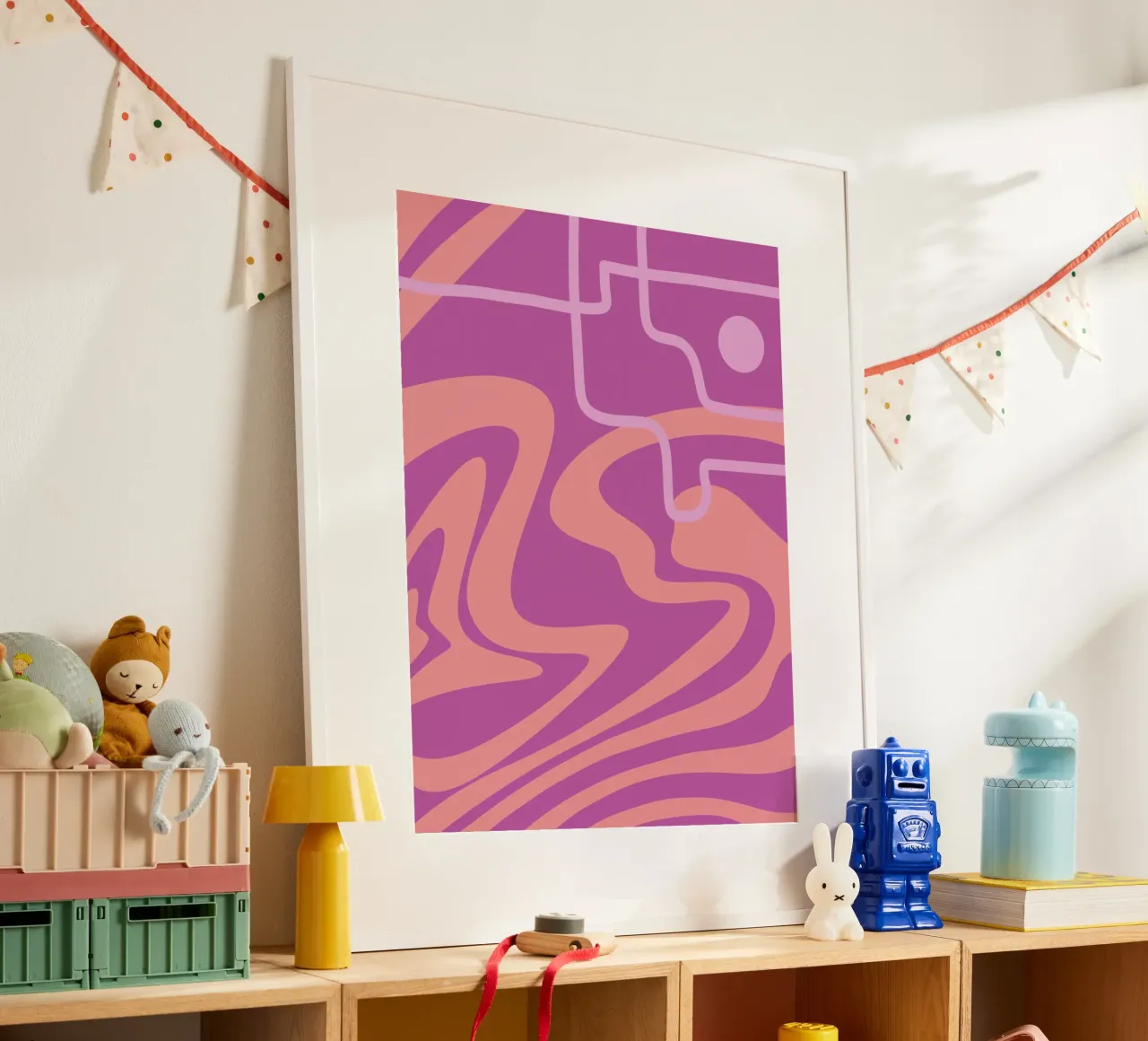 Linea d'onda ripida poster con telaio in alluminio da MODERN NUANCE