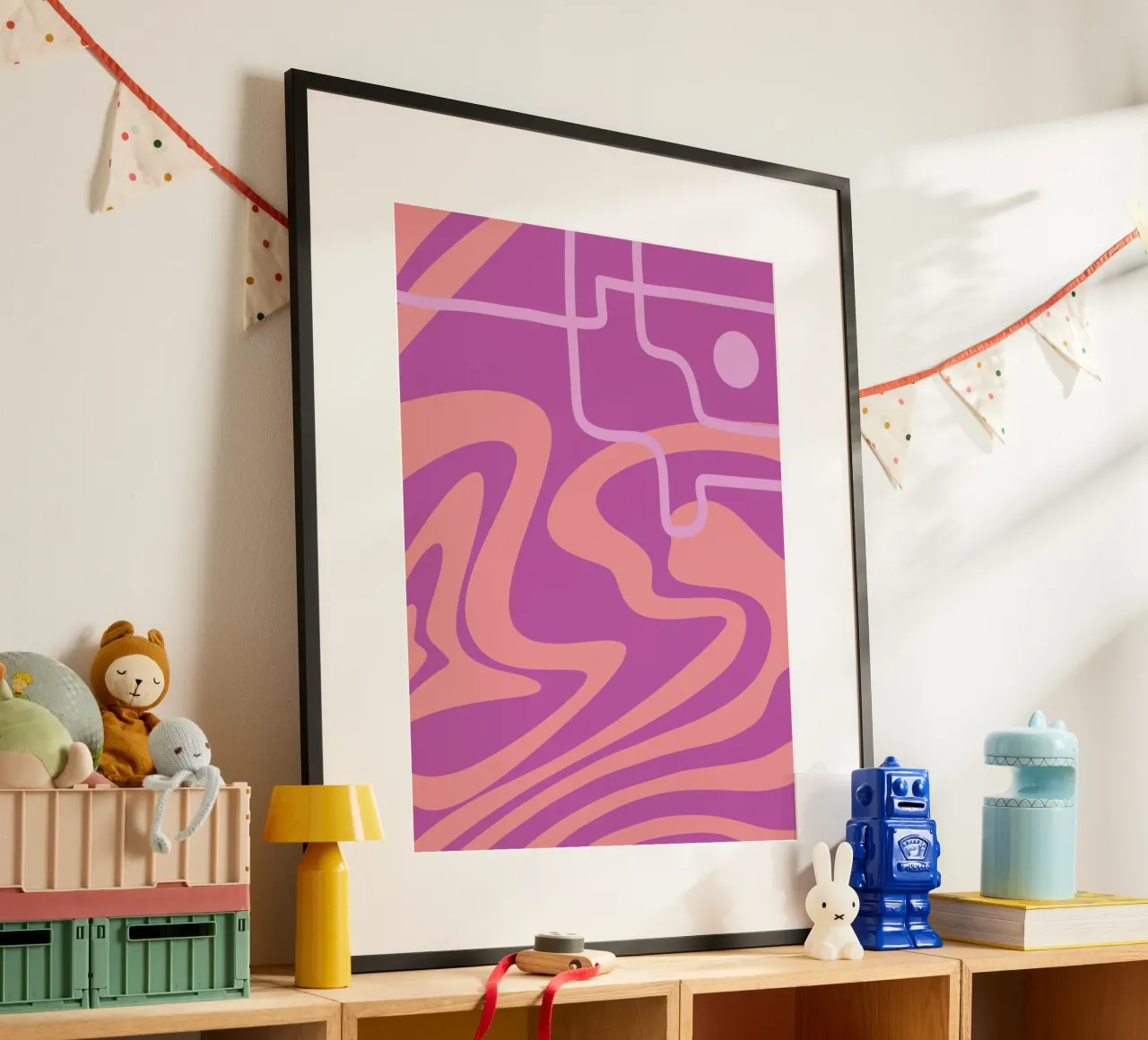 Linea d'onda ripida poster con telaio in alluminio da MODERN NUANCE