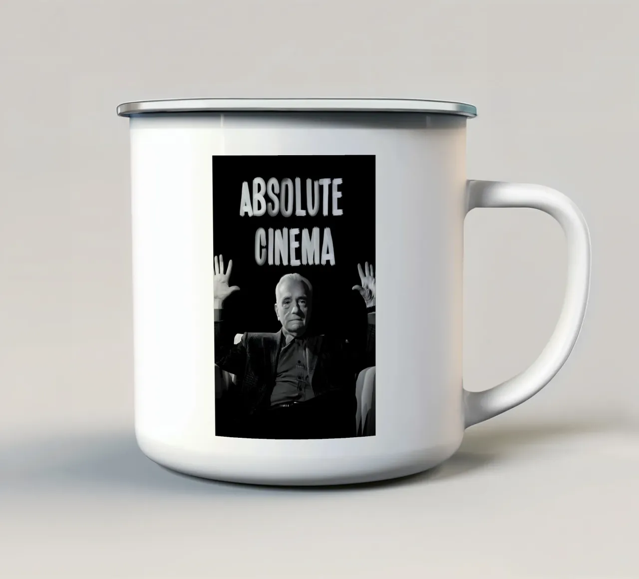 "ABSOLUTE CINEMA" tazza in smalto da Low poly art