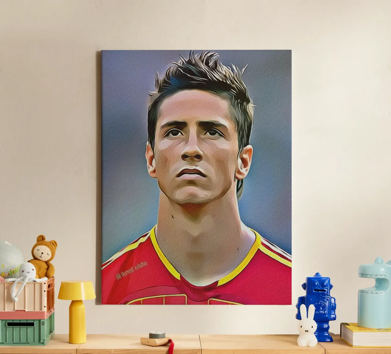 Fernando Torres in Spanje's nationale ploeg Jersey canvas met Baklijst van dan band