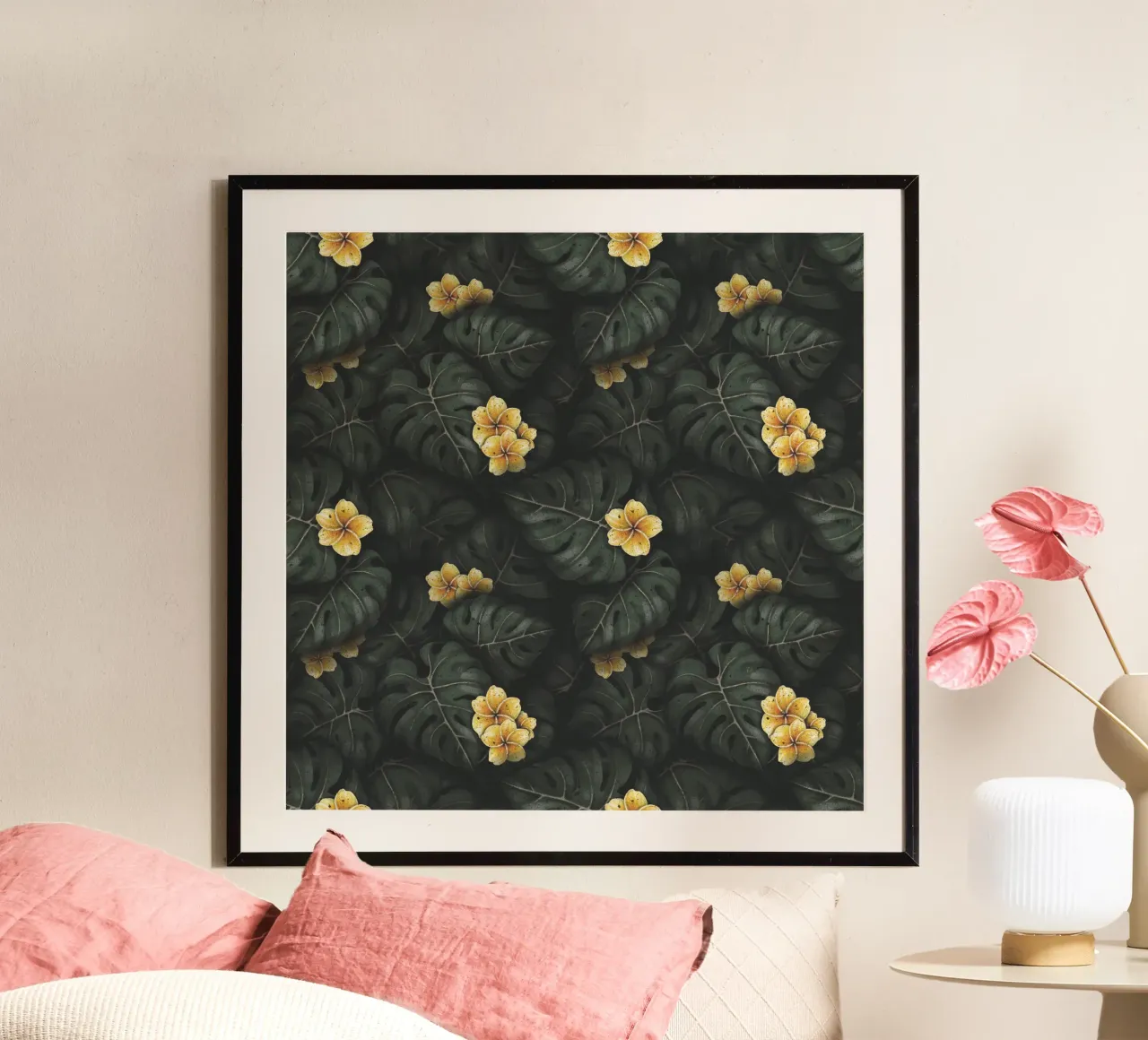 Illustrazione di Monstera e Frangipani Tropisches Design poster da Stella-Illustrations