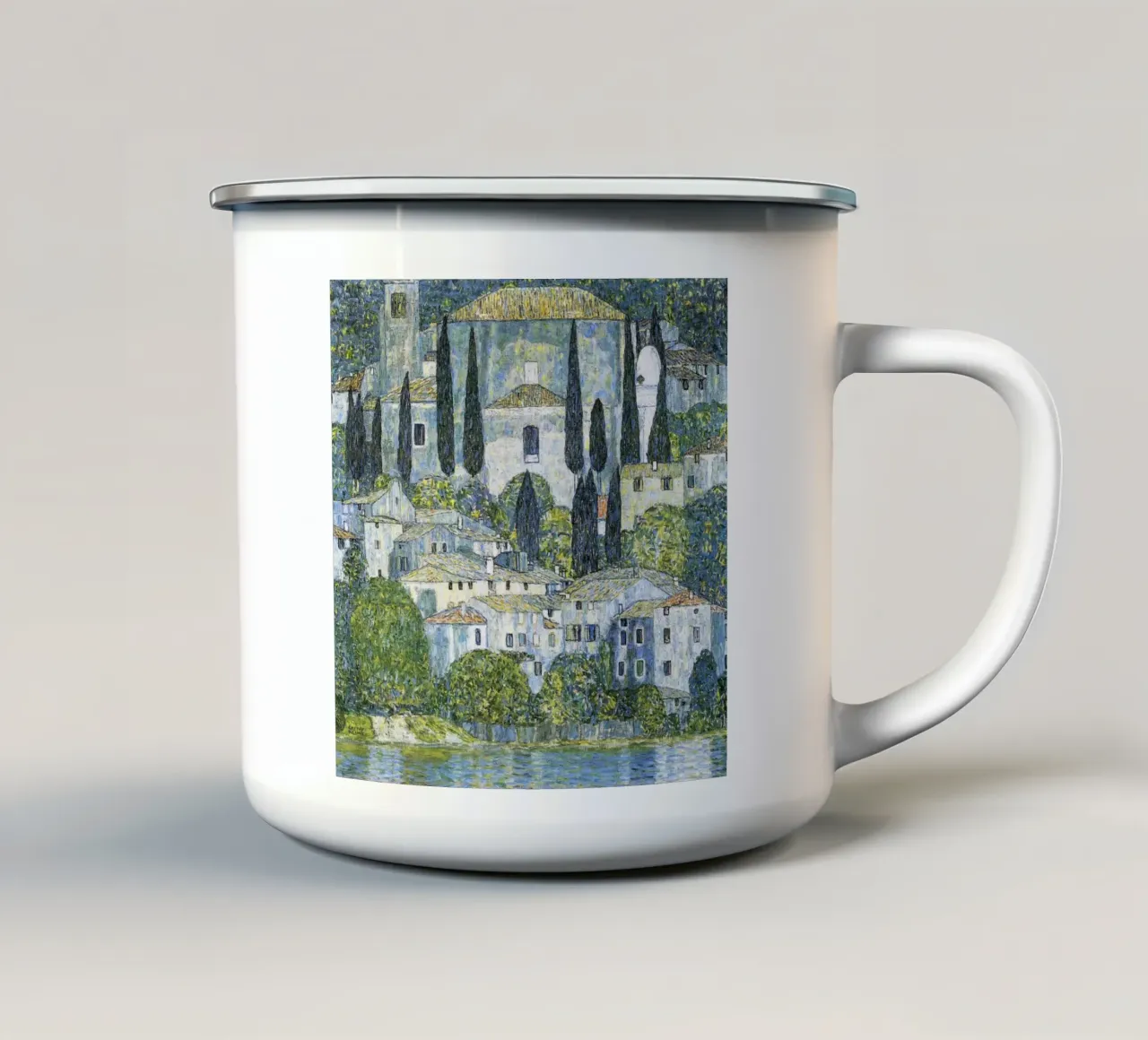 Gustav Klimt - Chiesa di Cassone tazza in smalto da Jolie Prints