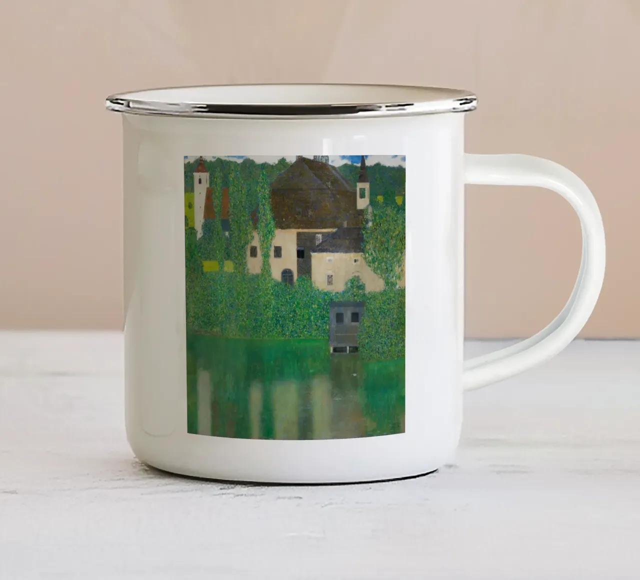 Gustav Klimt - Camera del castello d'acqua tazza in smalto da Jolie Prints