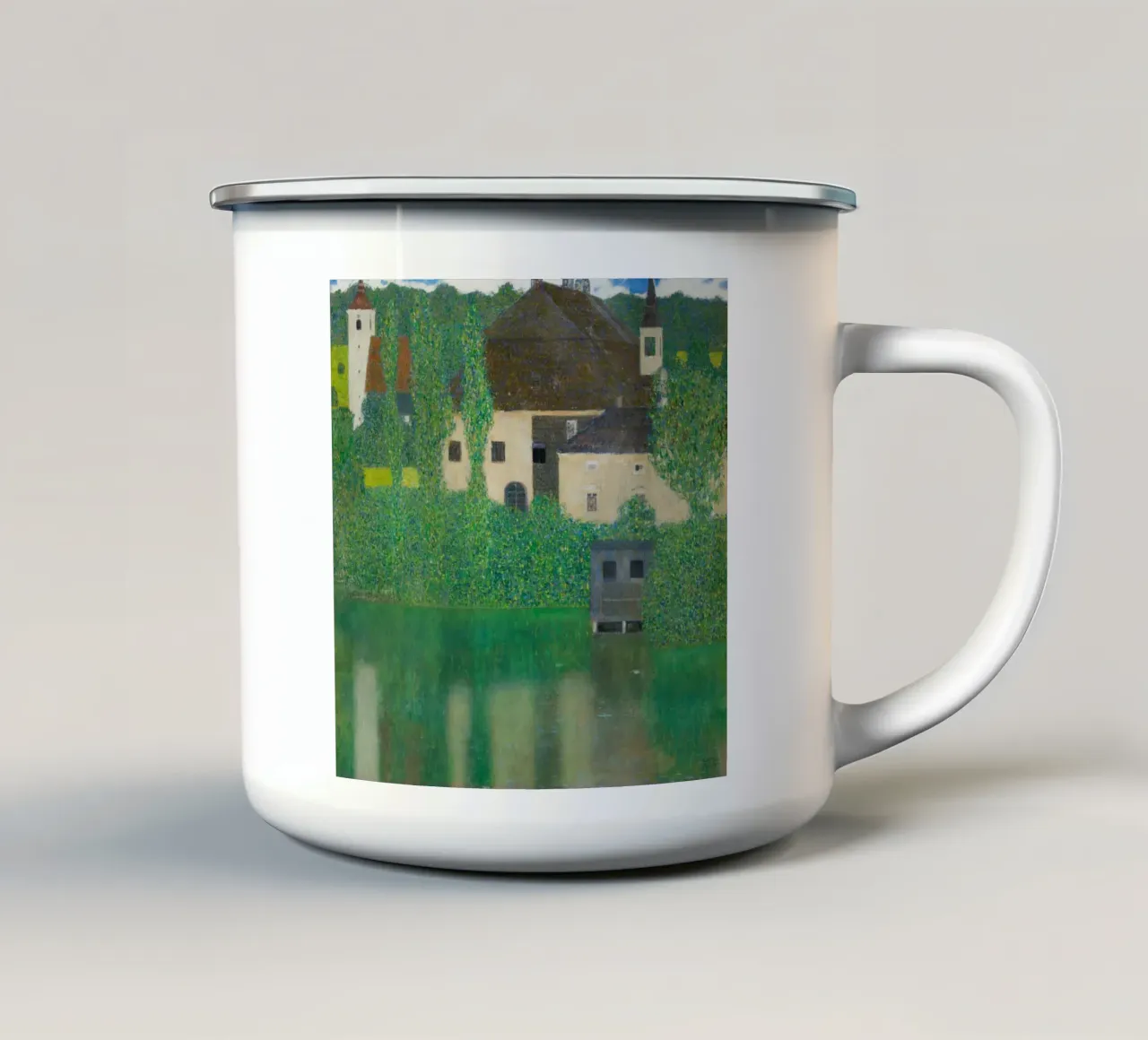 Gustav Klimt - Camera del castello d'acqua tazza in smalto da Jolie Prints