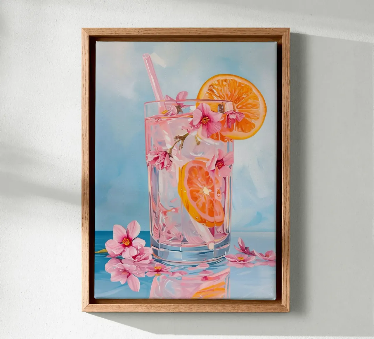Bevanda ai fiori di ciliegio con arance tela con Cornice a cassetta da Yaso Design & Art