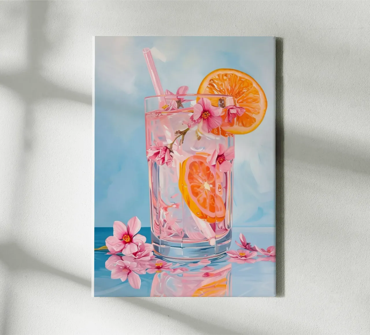 Bevanda ai fiori di ciliegio con arance tela con Cornice a cassetta da Yaso Design & Art