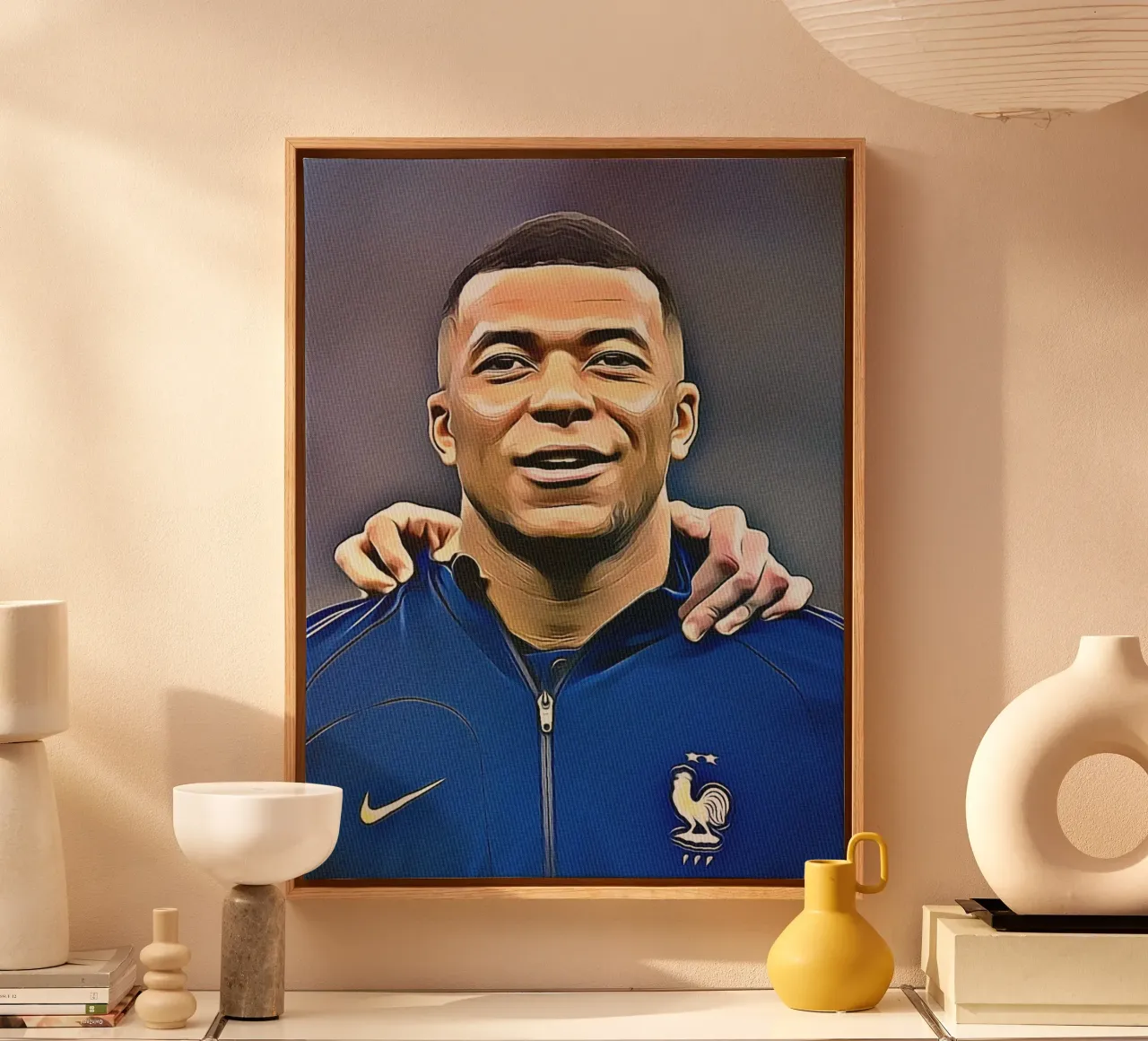 Kylian Mbappé in Frankrijks nationale teamshirt canvas met Baklijst van dan band