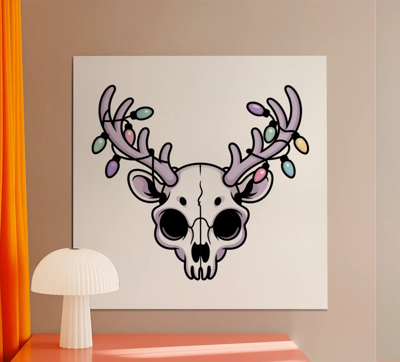Kawaii Christmas Reindeer Skull poster con telaio in plastica da Sasyall Graphics