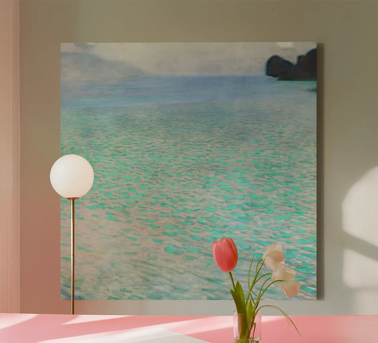 Gustav Klimt - Attermeer canvas met Baklijst van Art History