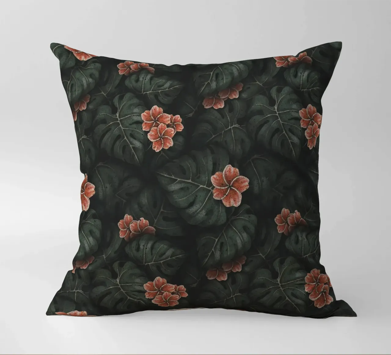 Illustrazione di Monstera e Frangipani Design botanico tropicale cuscino da Stella-Illustrations