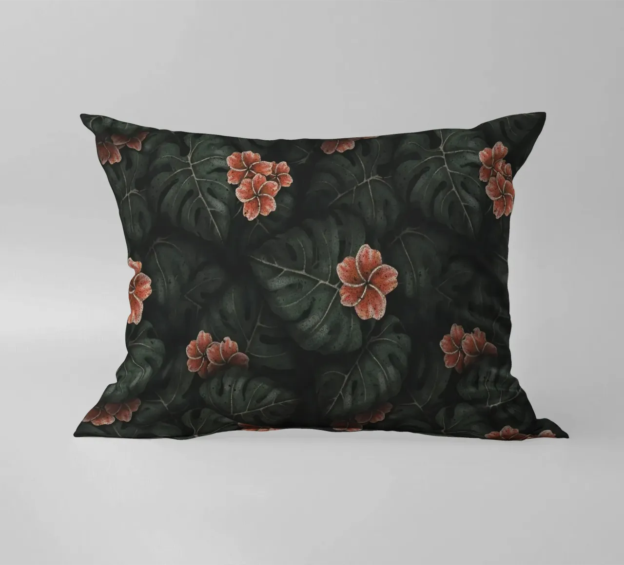 Illustrazione di Monstera e Frangipani Design botanico tropicale cuscino da Stella-Illustrations