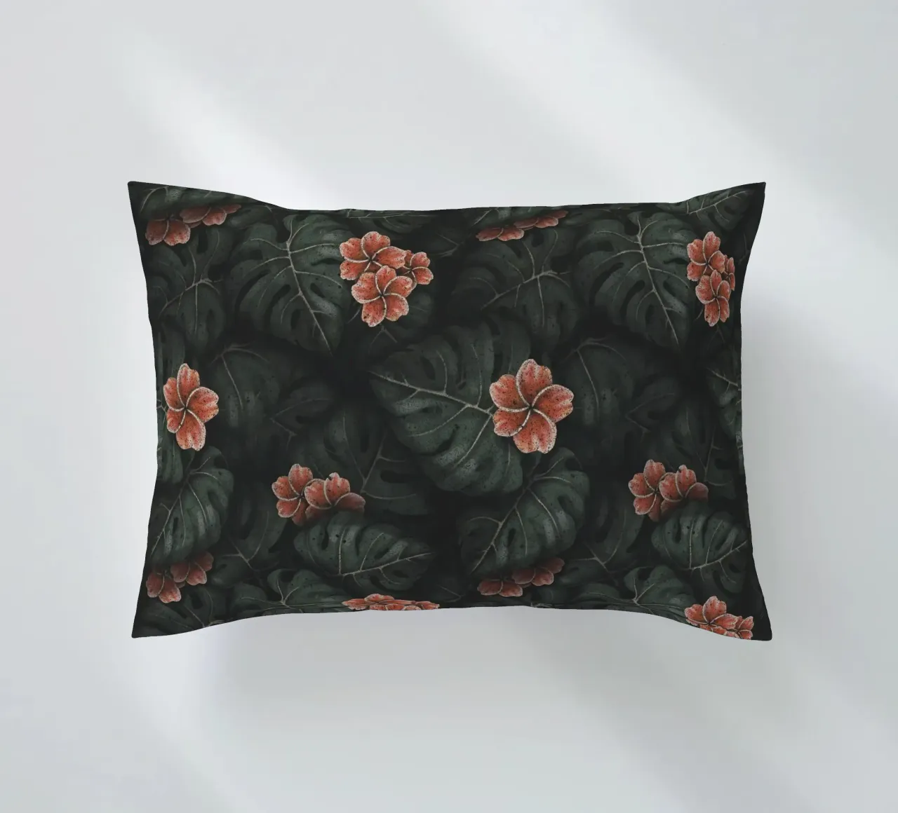 Illustrazione di Monstera e Frangipani Design botanico tropicale cuscino da Stella-Illustrations